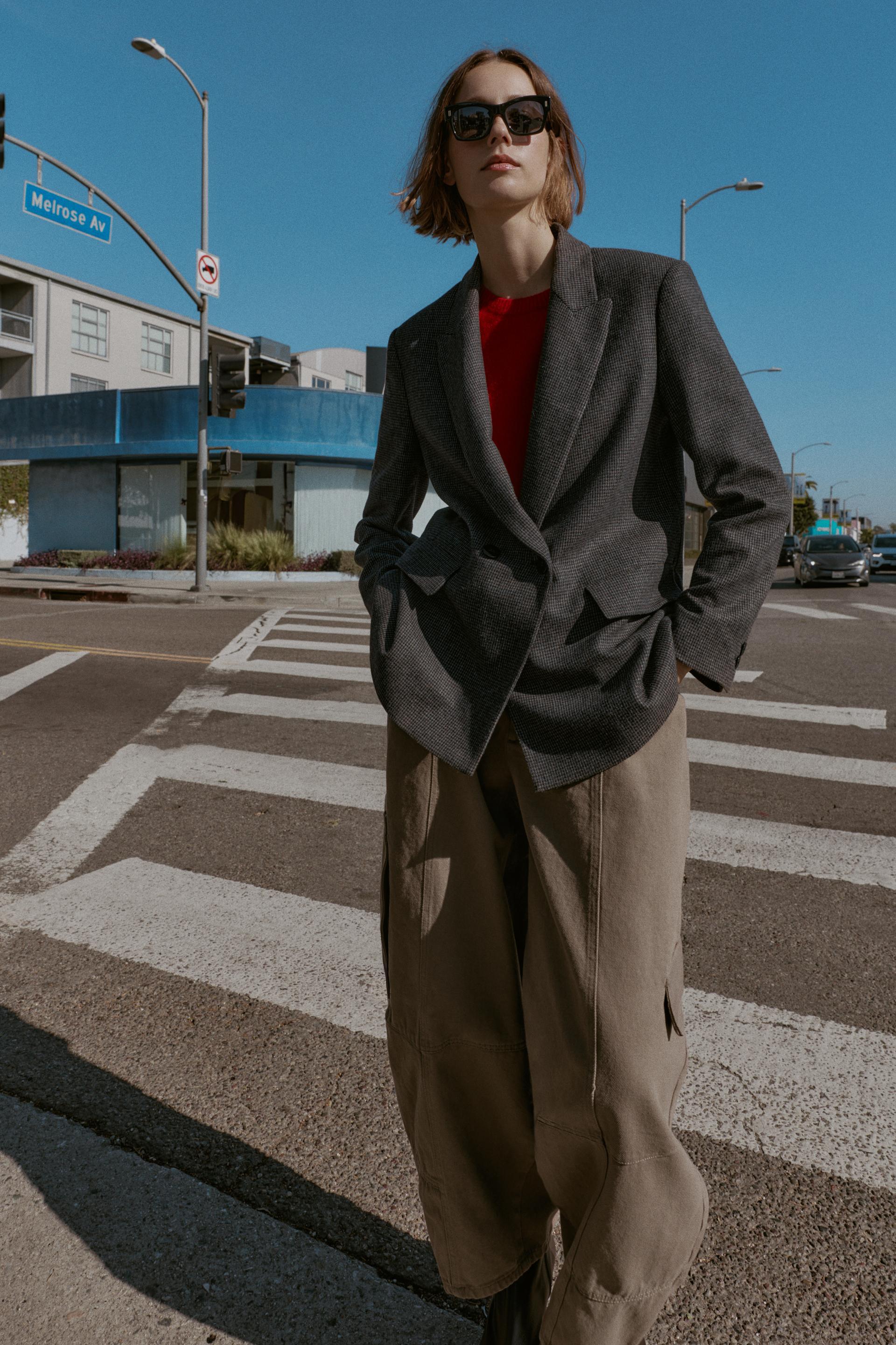 OVERSIZED PLAID DOUBLE-BREASTED WOOL BLAZER by ZARA