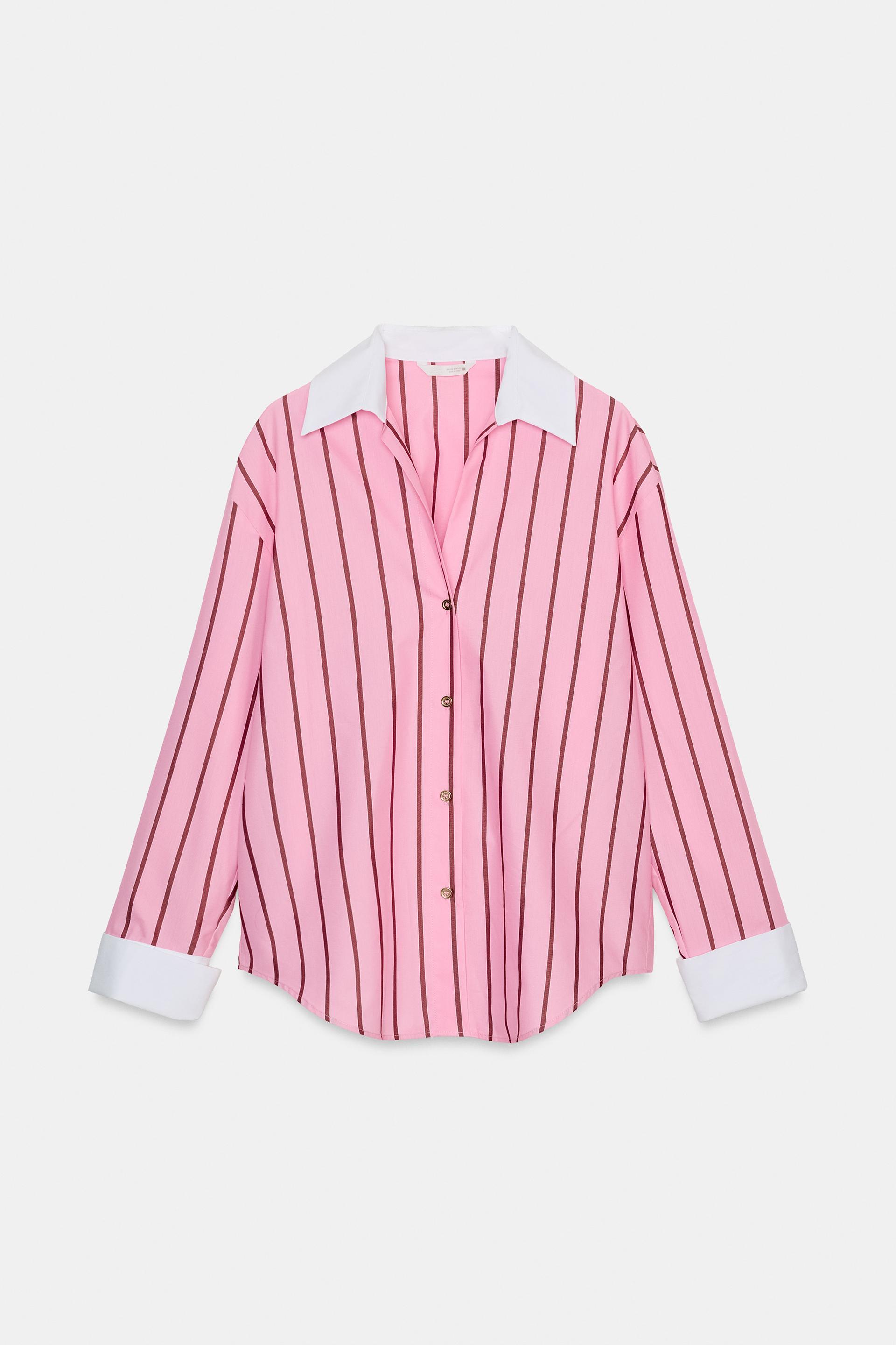 OVERSIZED STRIPED SHIRT WITH CONTRAST CUFFS by ZARA