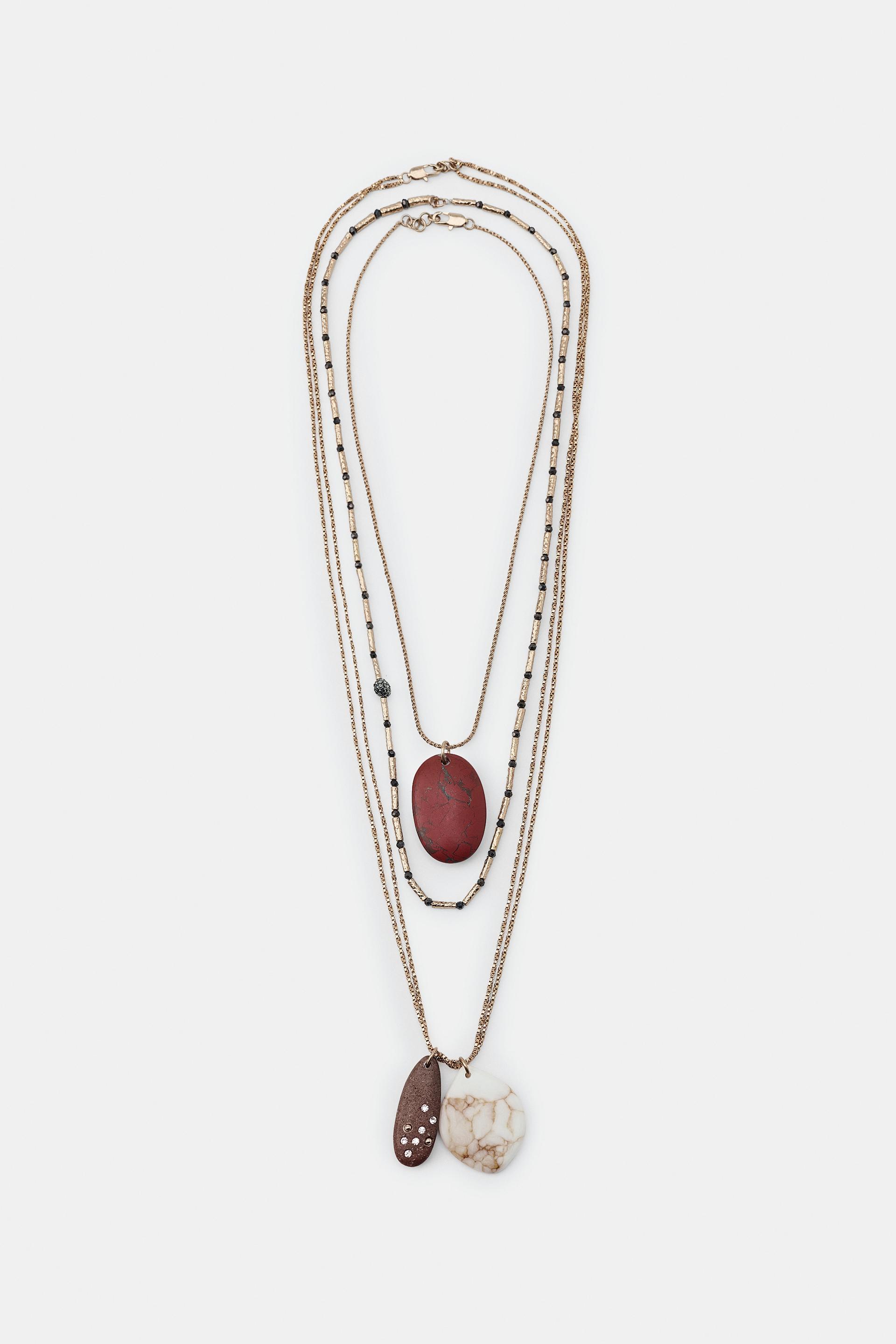 PACK OF 3 NECKLACES WITH STONES AND SPARKLES by ZARA