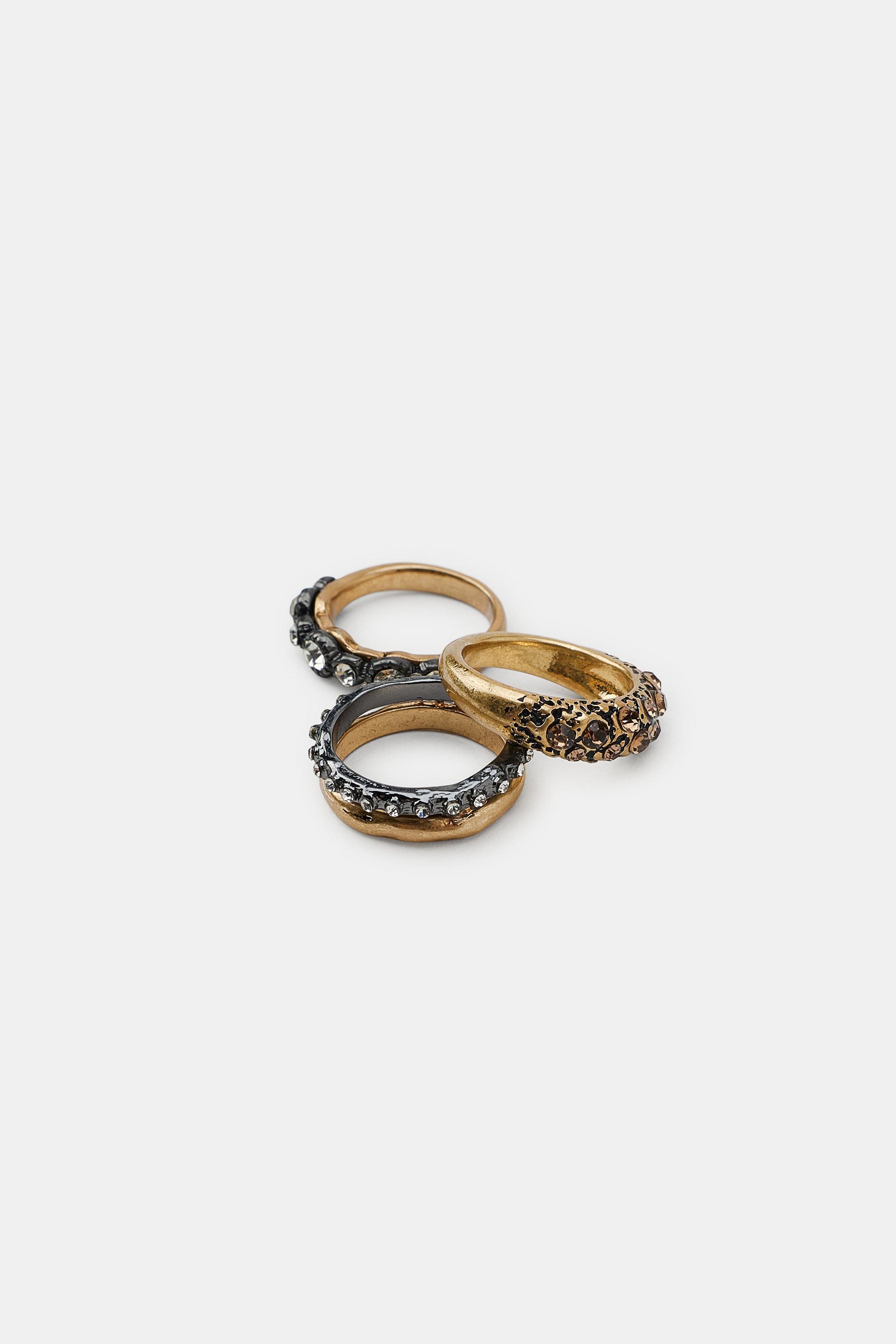 PACK OF 3 SHIMMER METAL RINGS by ZARA