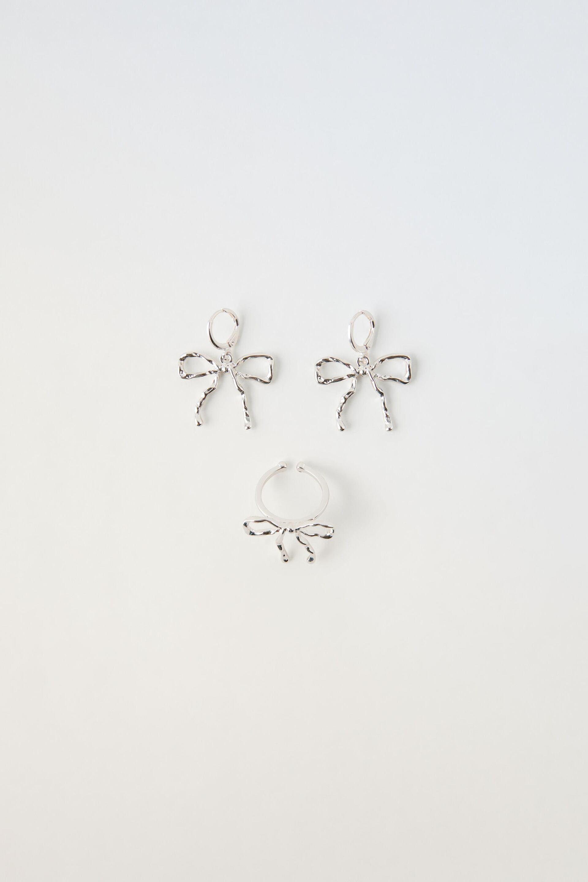 PACK OF BOW EARRINGS AND RING by ZARA