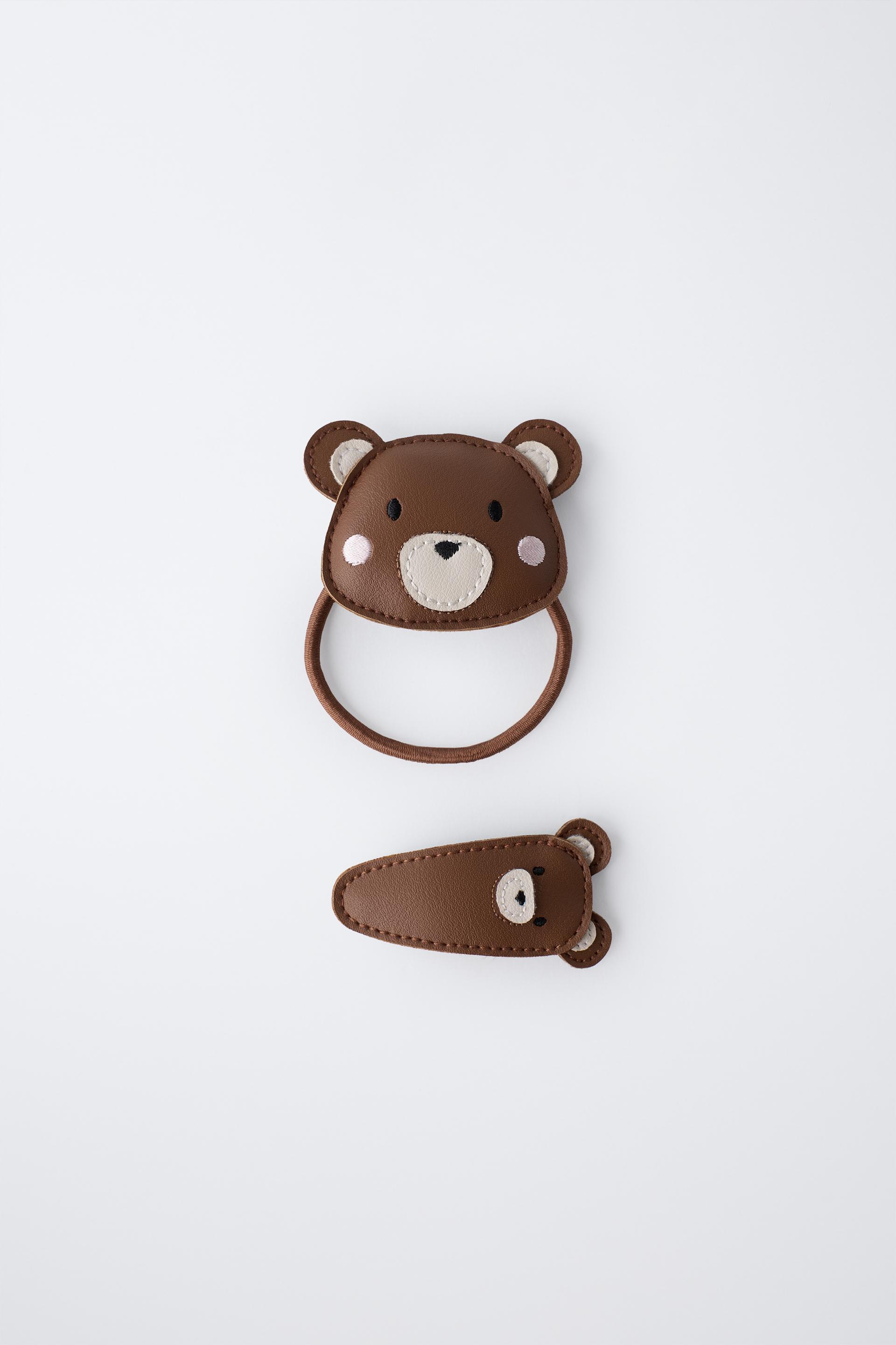 PACK OF SCRUNCHIE AND FAUX LEATHER BEAR CLIP by ZARA