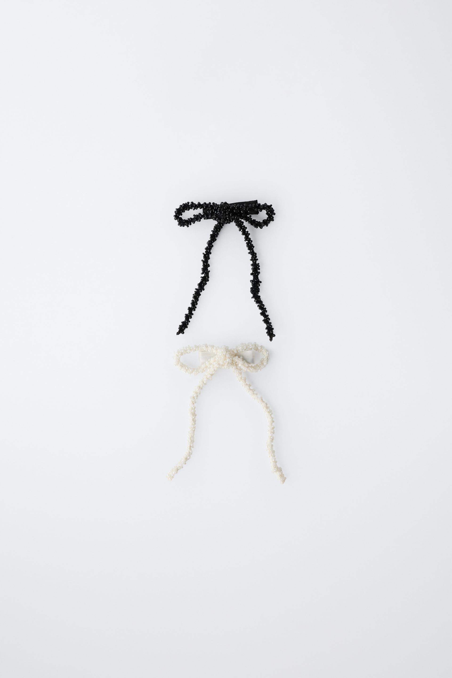 PACK OF TWO BEADED BOW BARRETTES by ZARA