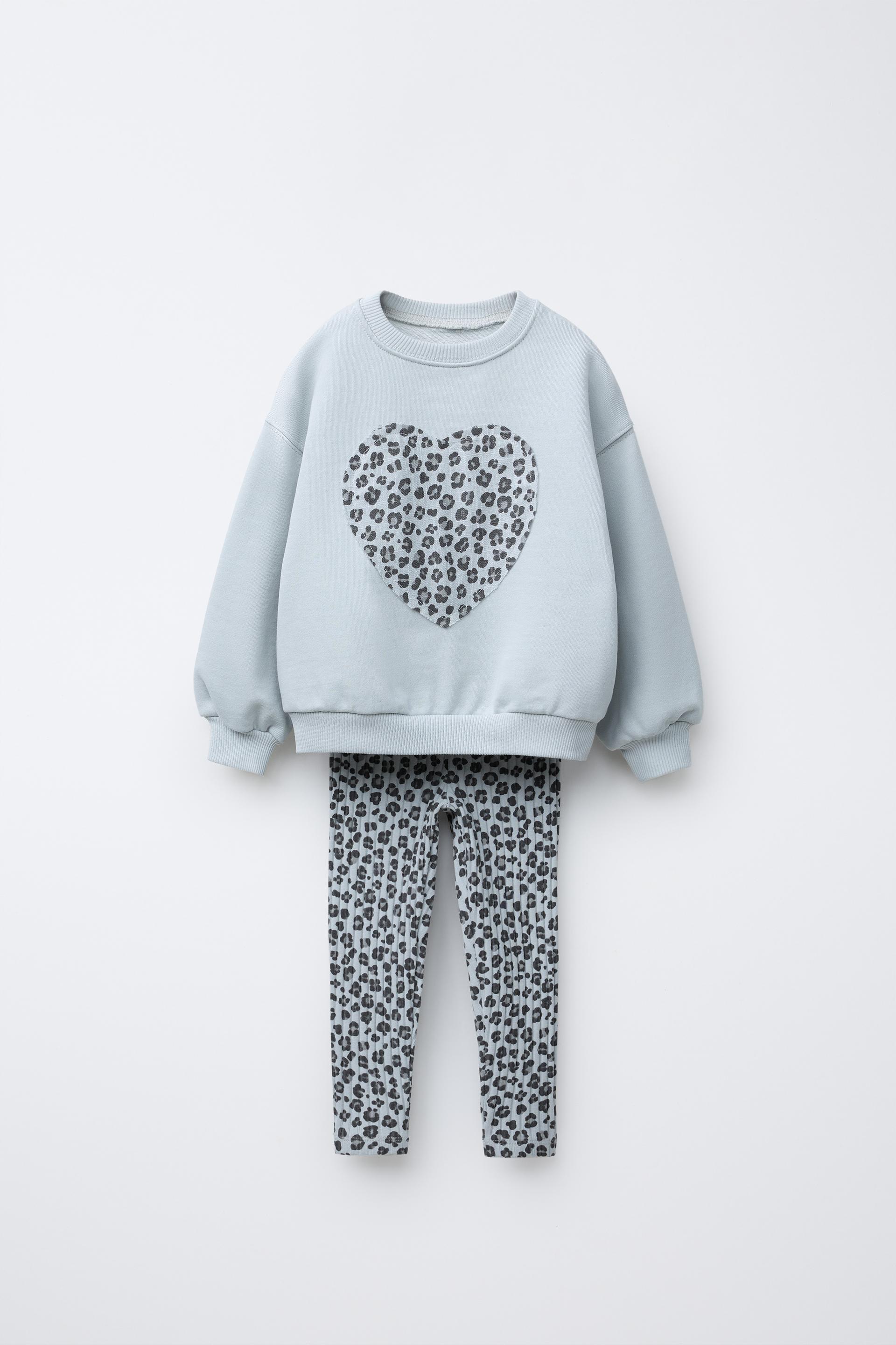 PATCH SWEAT-SHIRT AND PRINTED RIBBED LEGGINGS SET by ZARA
