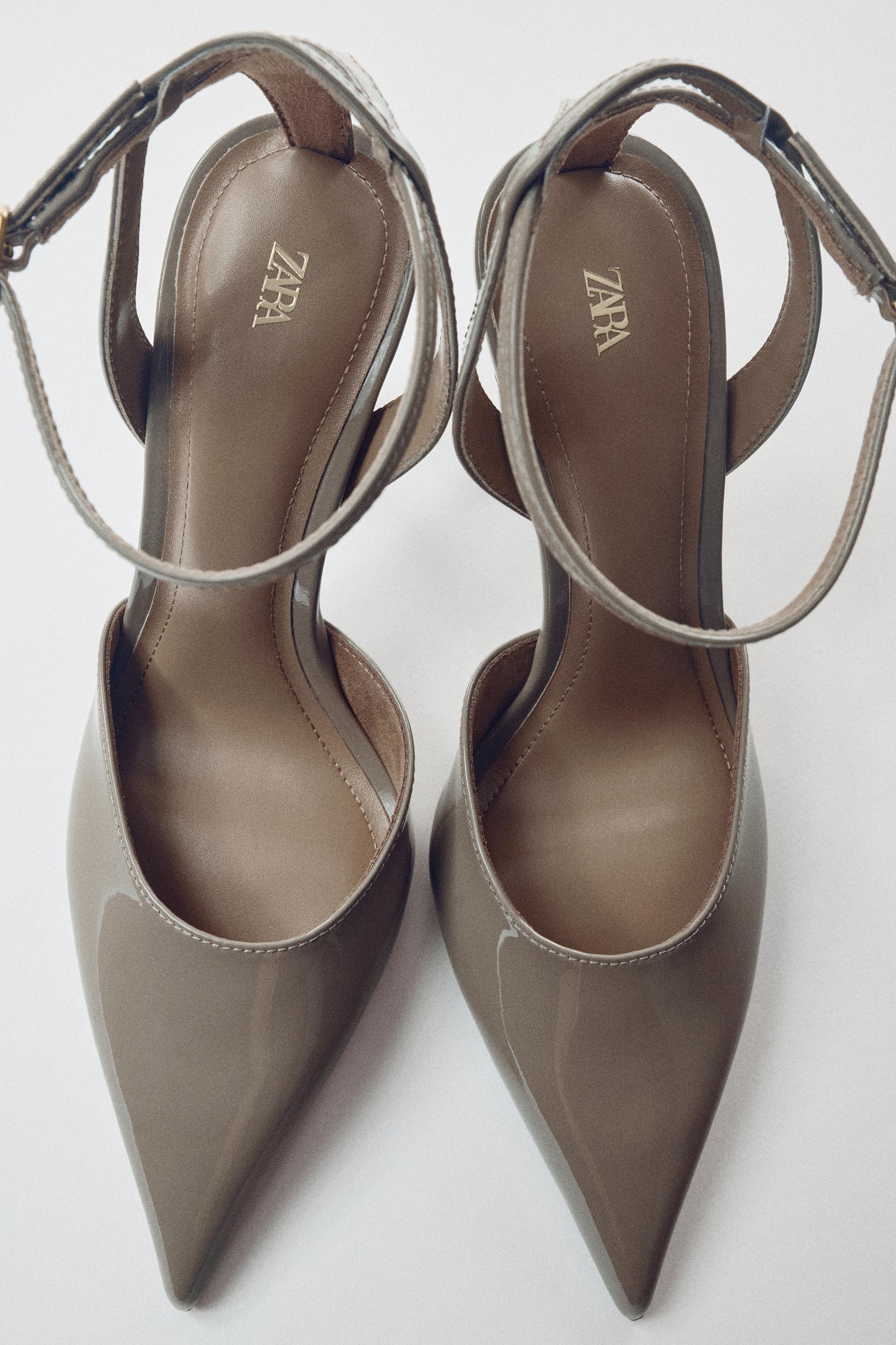 PATENT-EFFECT SLINGBACK PUMPS by ZARA
