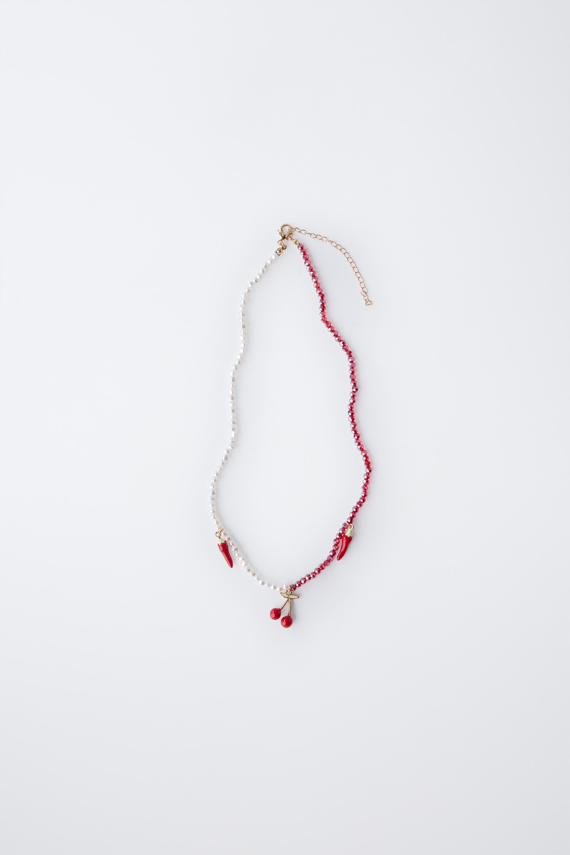 PEPPER AND CHERRY BEADED PENDANT by ZARA