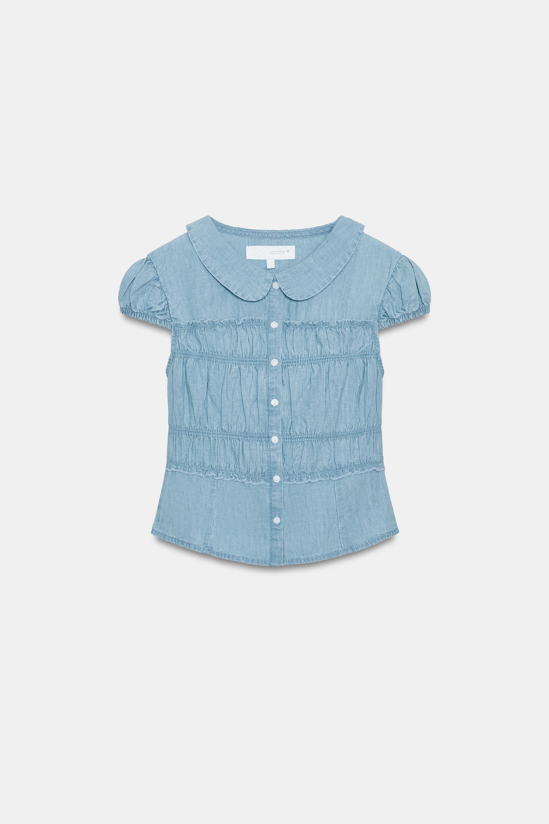 PETER PAN COLLAR RUCHED SHIRT by ZARA