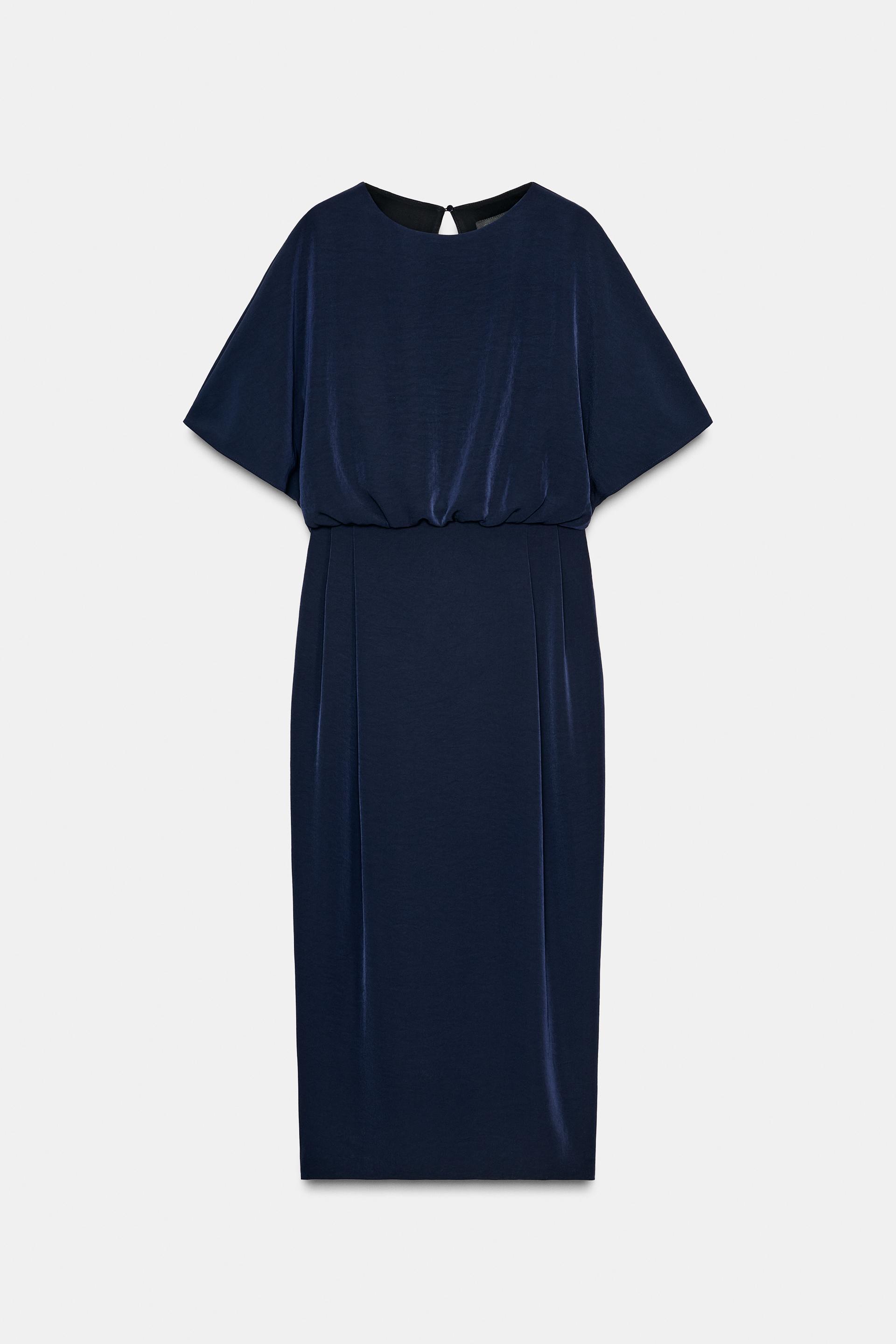 PIN TUCK DROP SLEEVE MIDI DRESS by ZARA