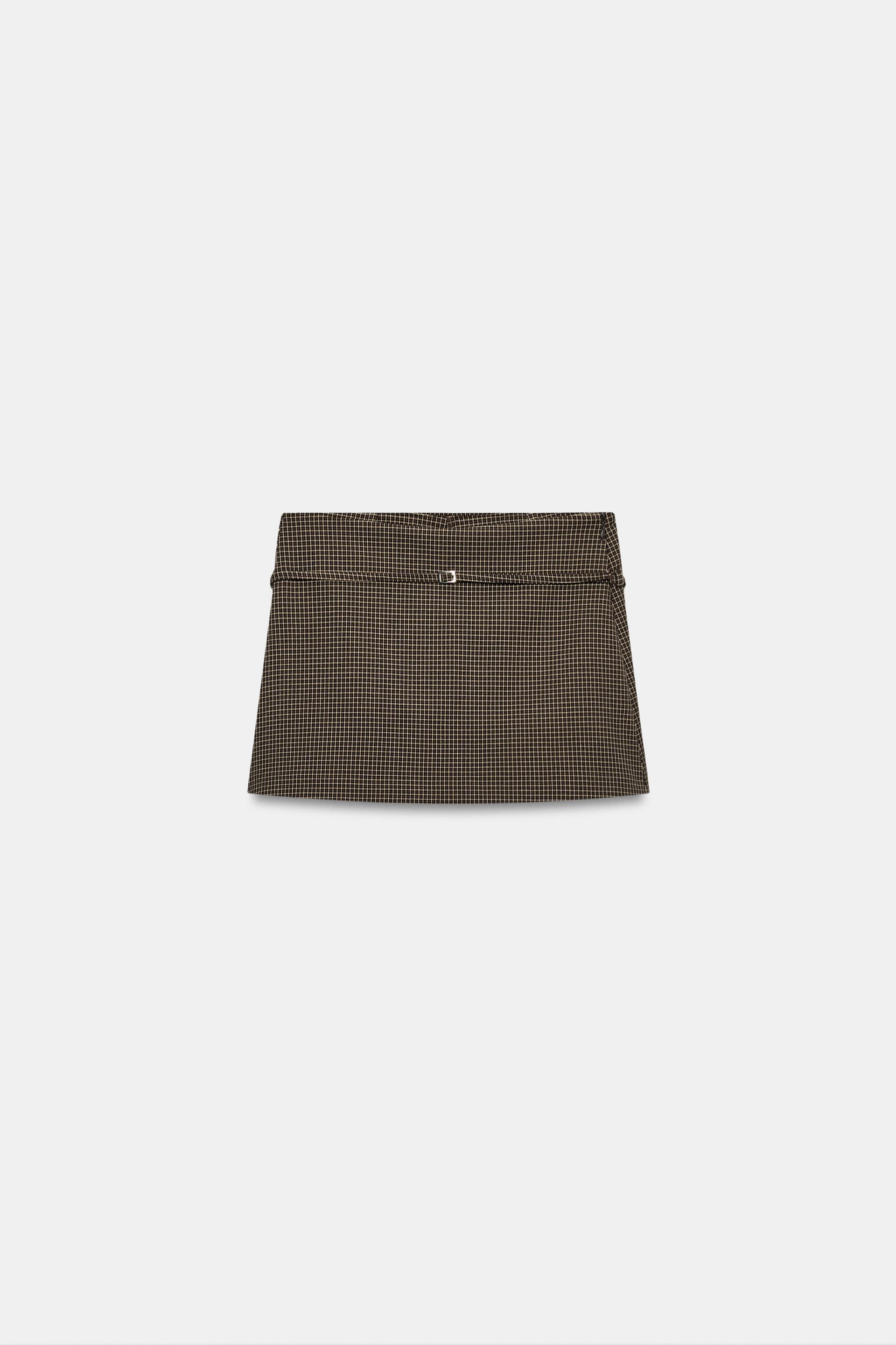 PLAID BELTED SKORT by ZARA