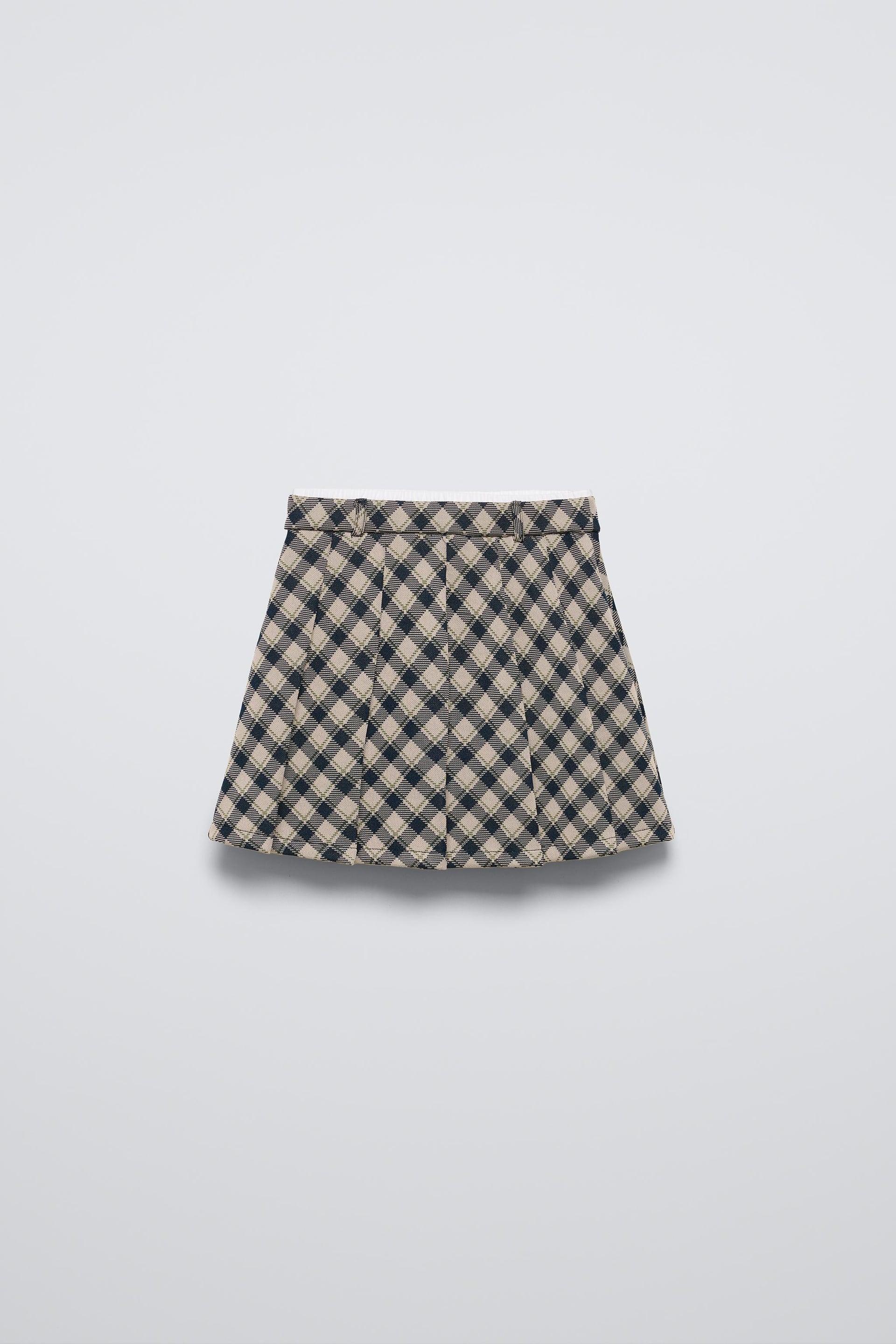 PLAID BOX PLEAT SKIRT by ZARA