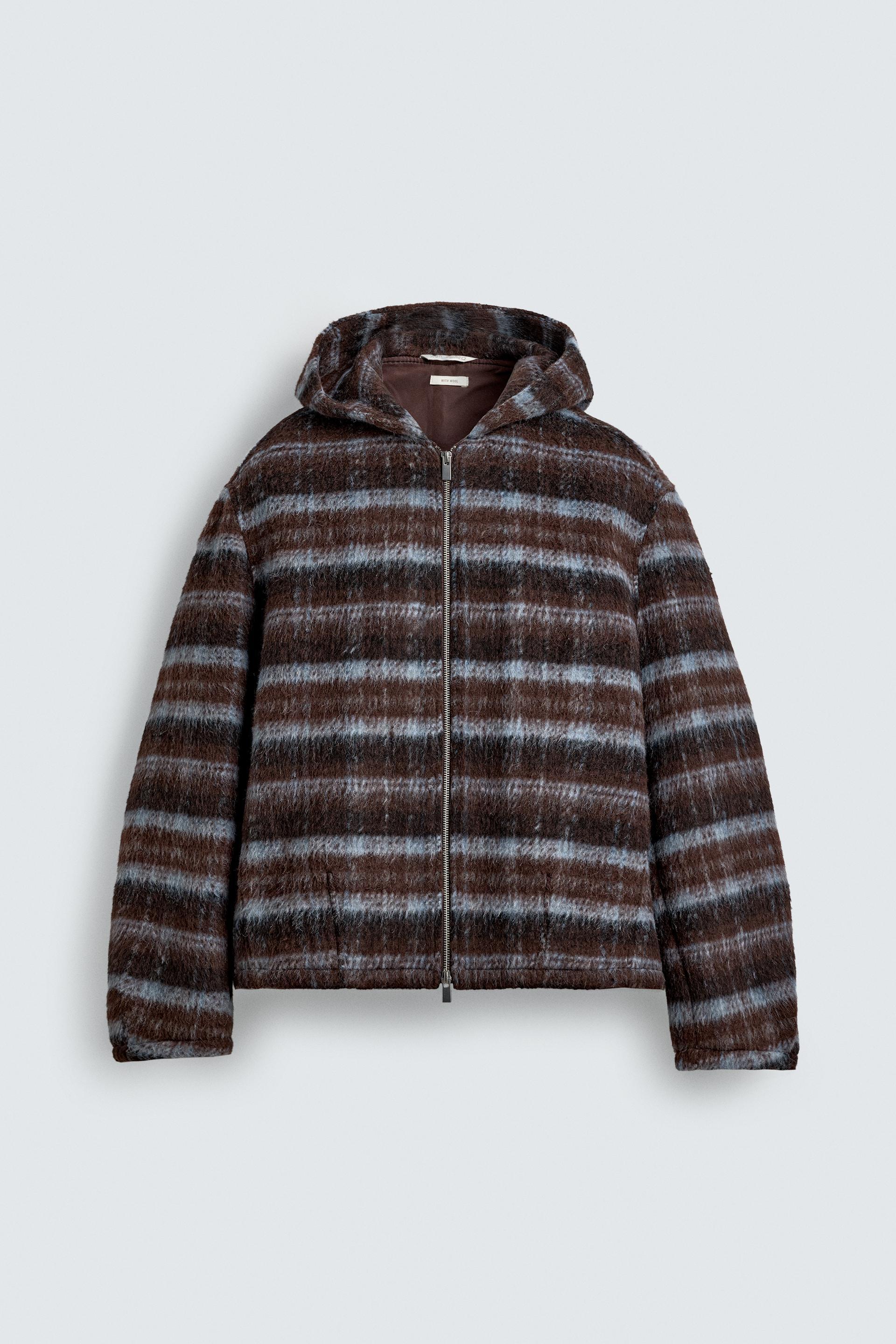 PLAID BOXY FIT JACKET WITH HOODIE by ZARA
