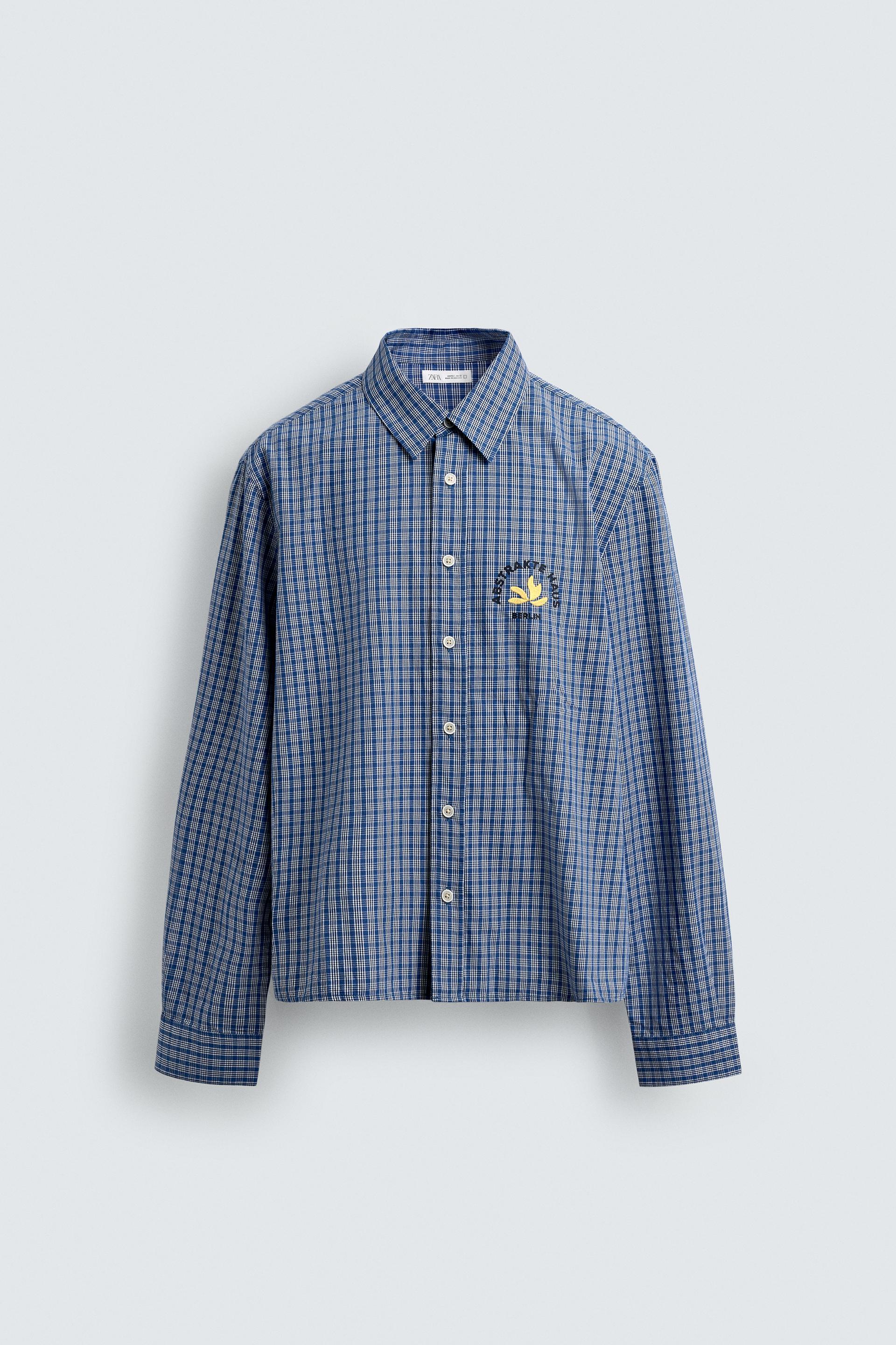 PLAID EMBROIDERED CROPPED SHIRT by ZARA