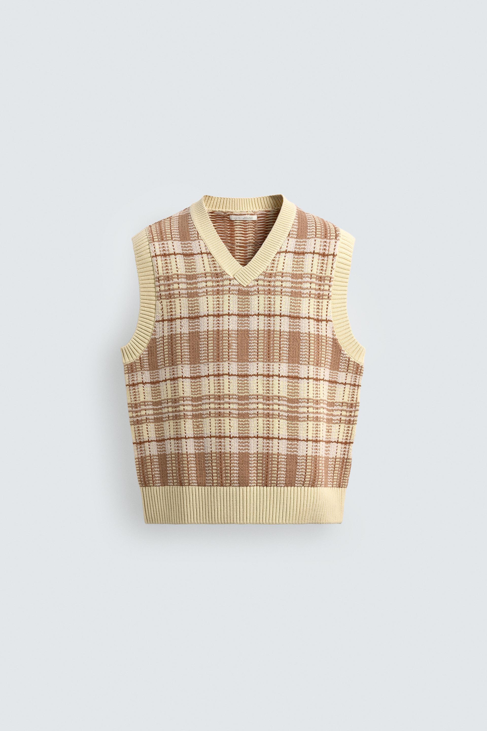 PLAID JACQUARD KNIT VEST by ZARA