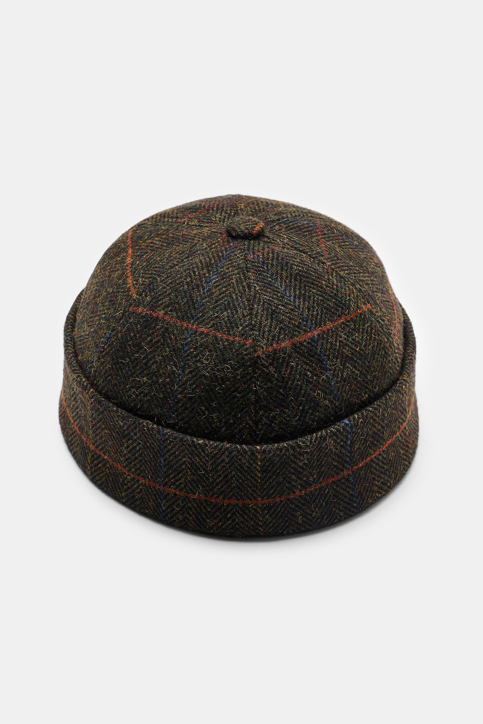 PLAID PRINTED WOOL CAP by ZARA
