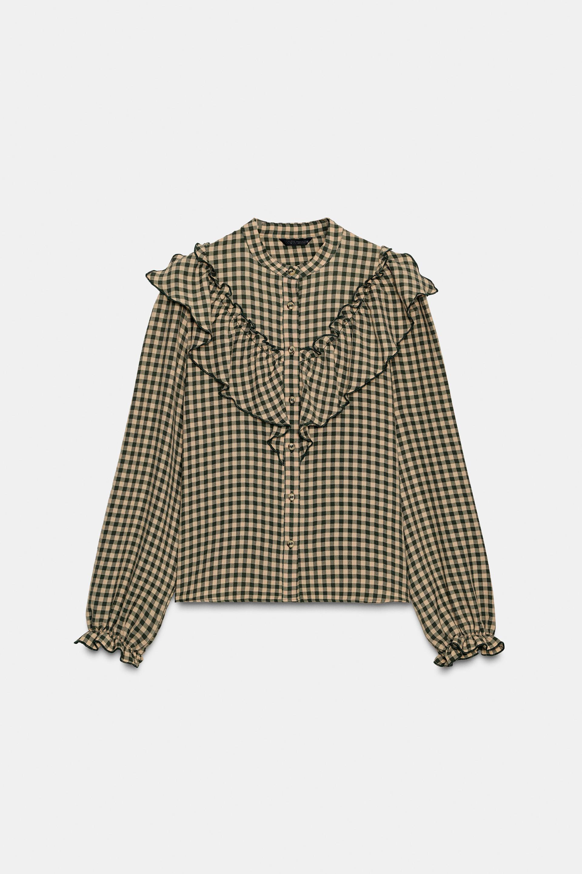PLAID RUFFLED BLOUSE by ZARA