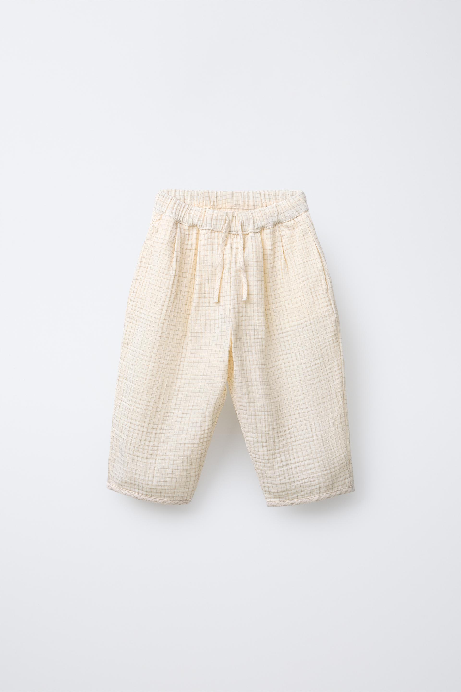 PLAID TEXTURED BAGGY PANTS by ZARA