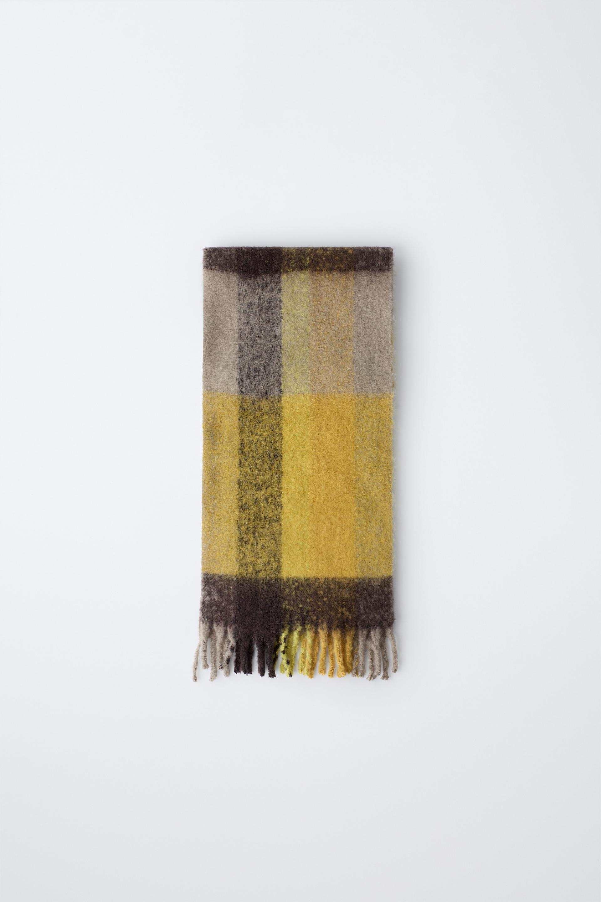 PLAID WOOL BLEND MAXI SCARF by ZARA