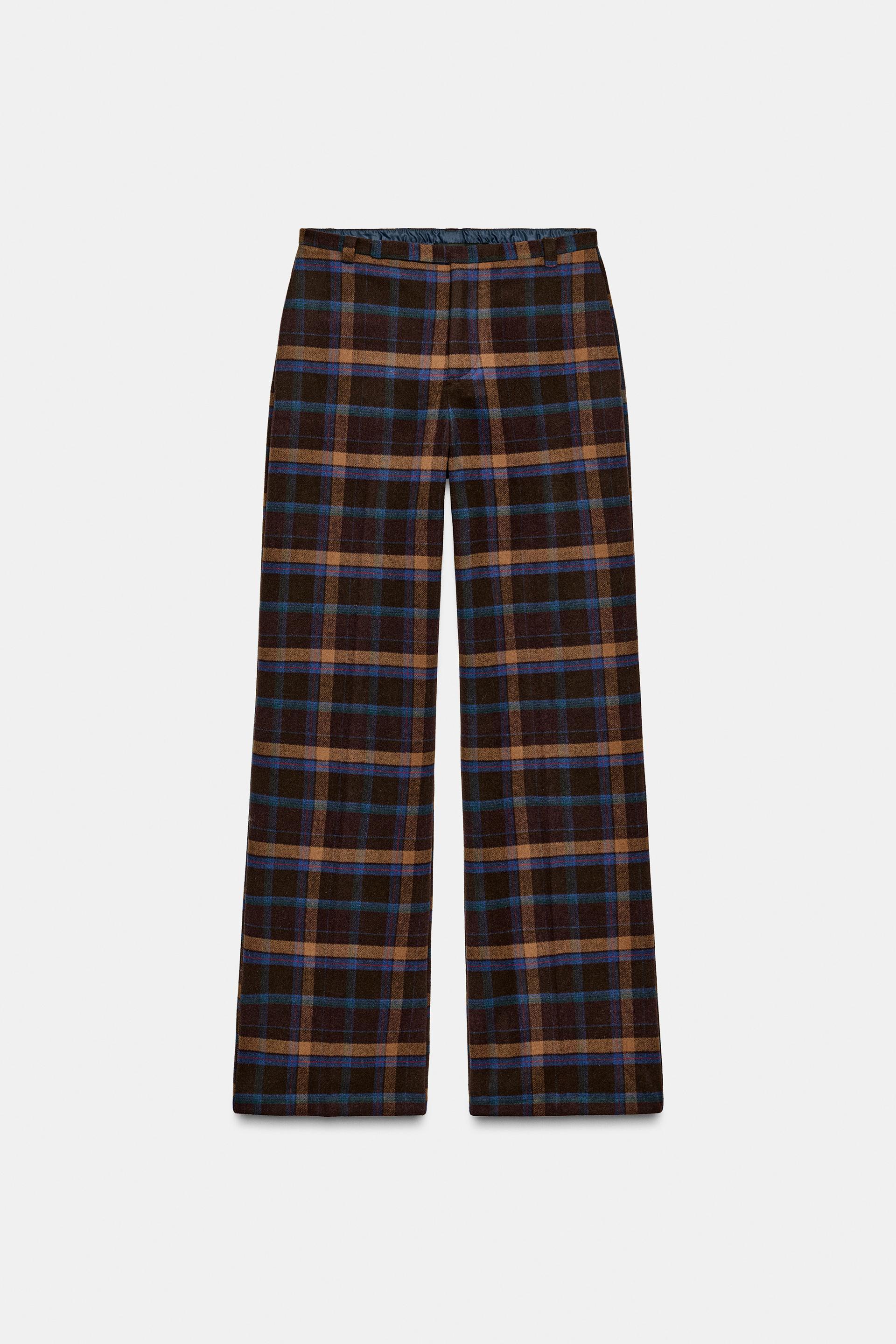 PLAID WOOL BLEND PANTS by ZARA