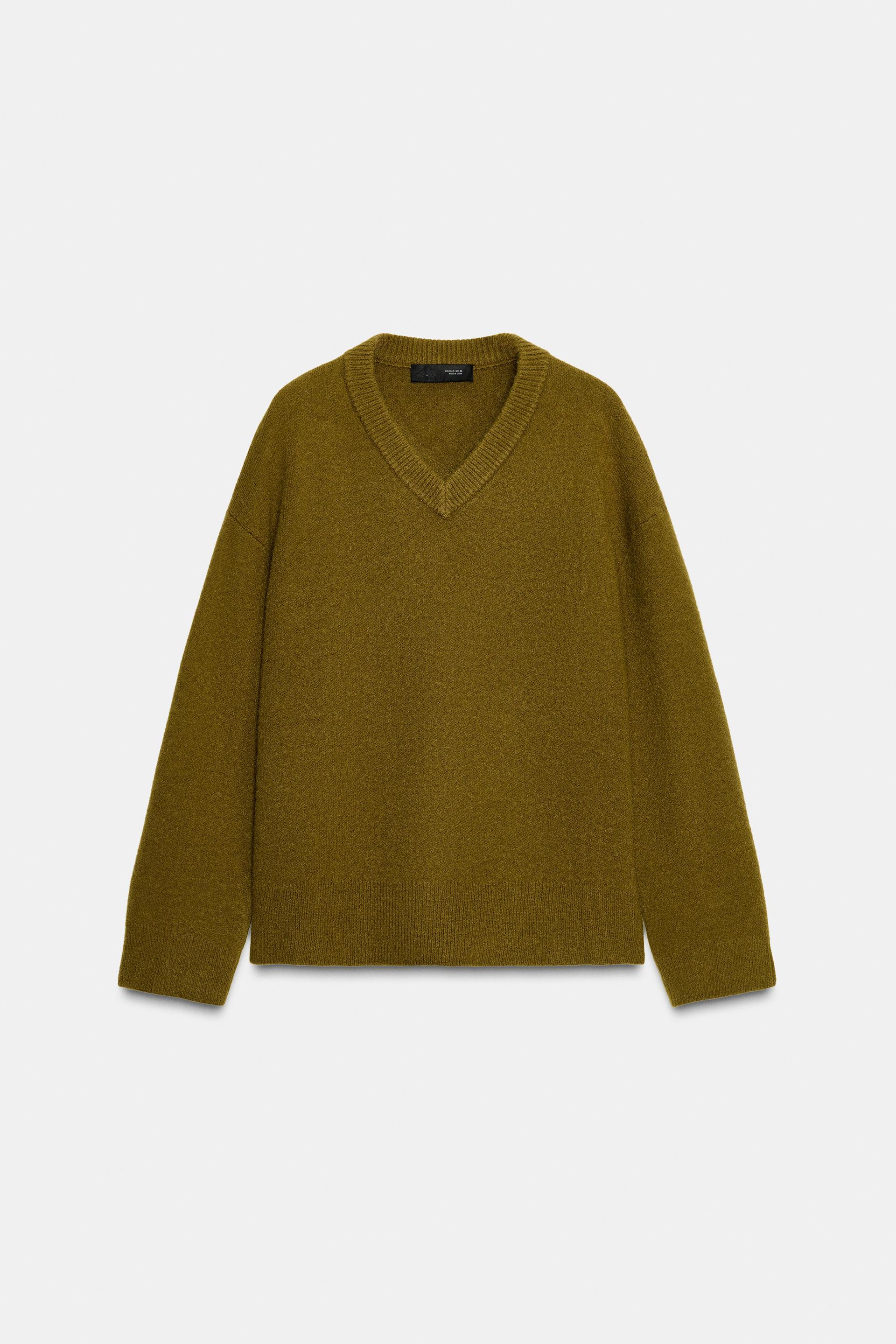 PLAIN KNIT V-NECK JUMPER by ZARA