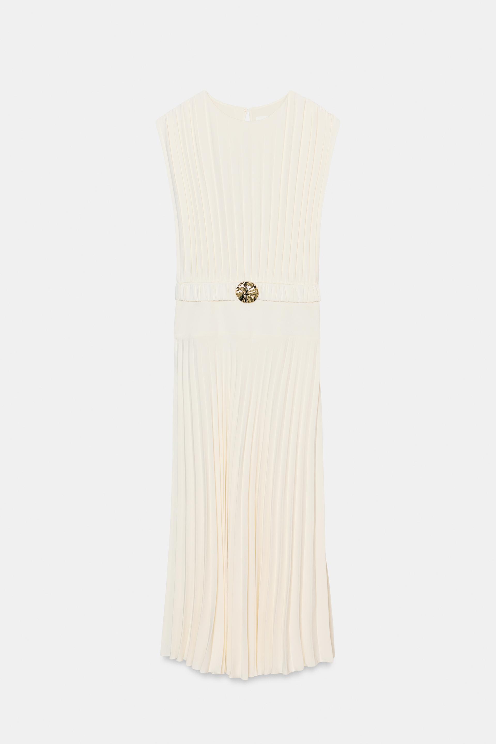 PLEATED BELTED MIDI DRESS by ZARA