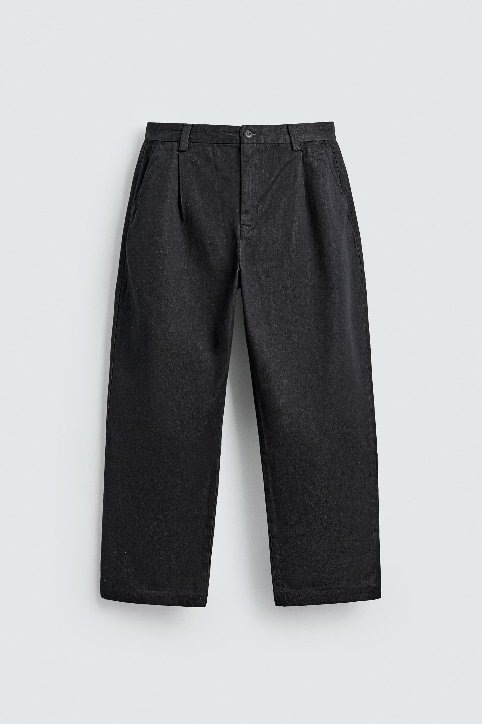 PLEATED DENIM CHINO PANTS by ZARA