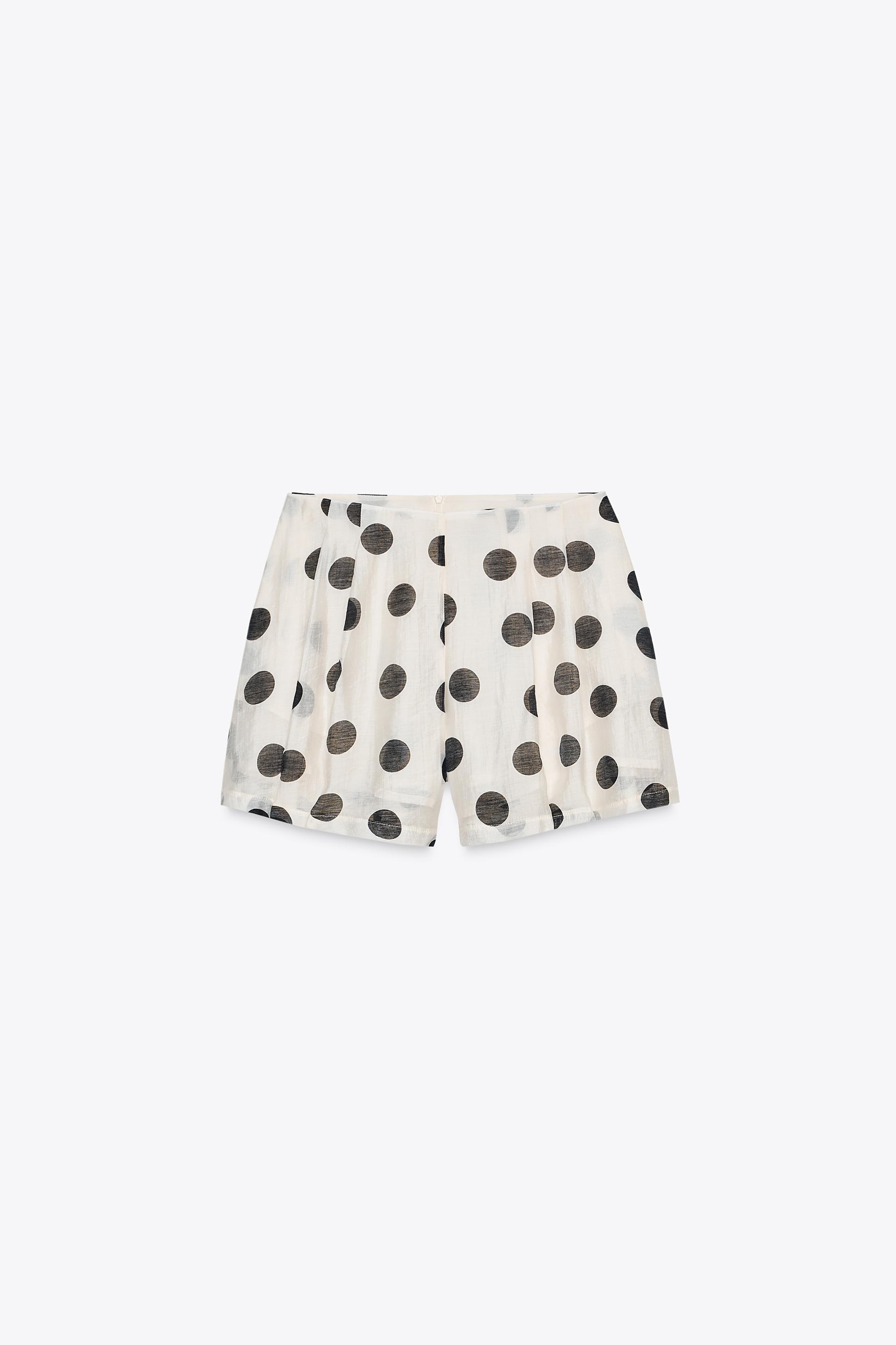 PLEATED POLKA DOT SHORTS by ZARA