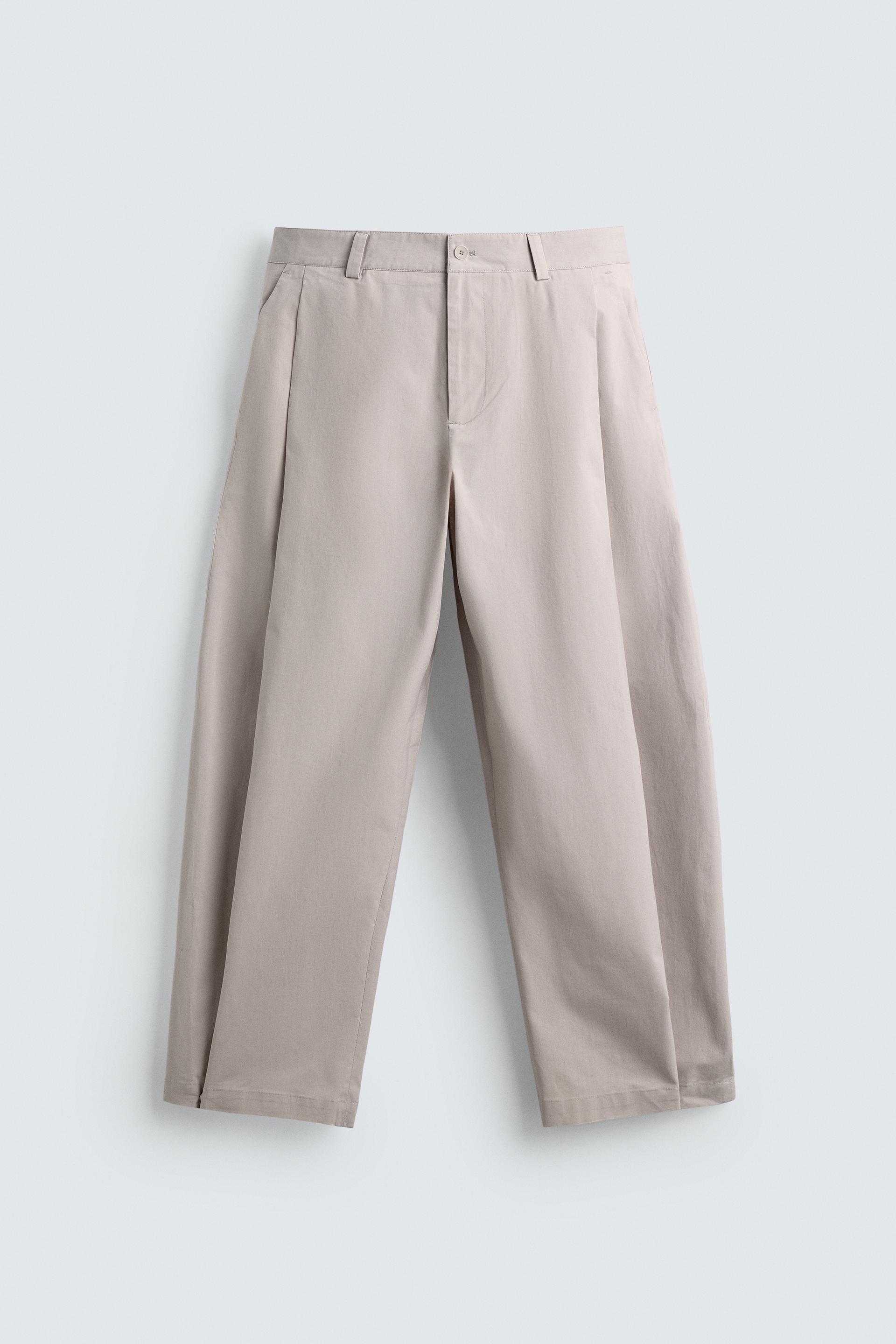 PLEATED POPLIN STRAIGHT FIT PANTS by ZARA