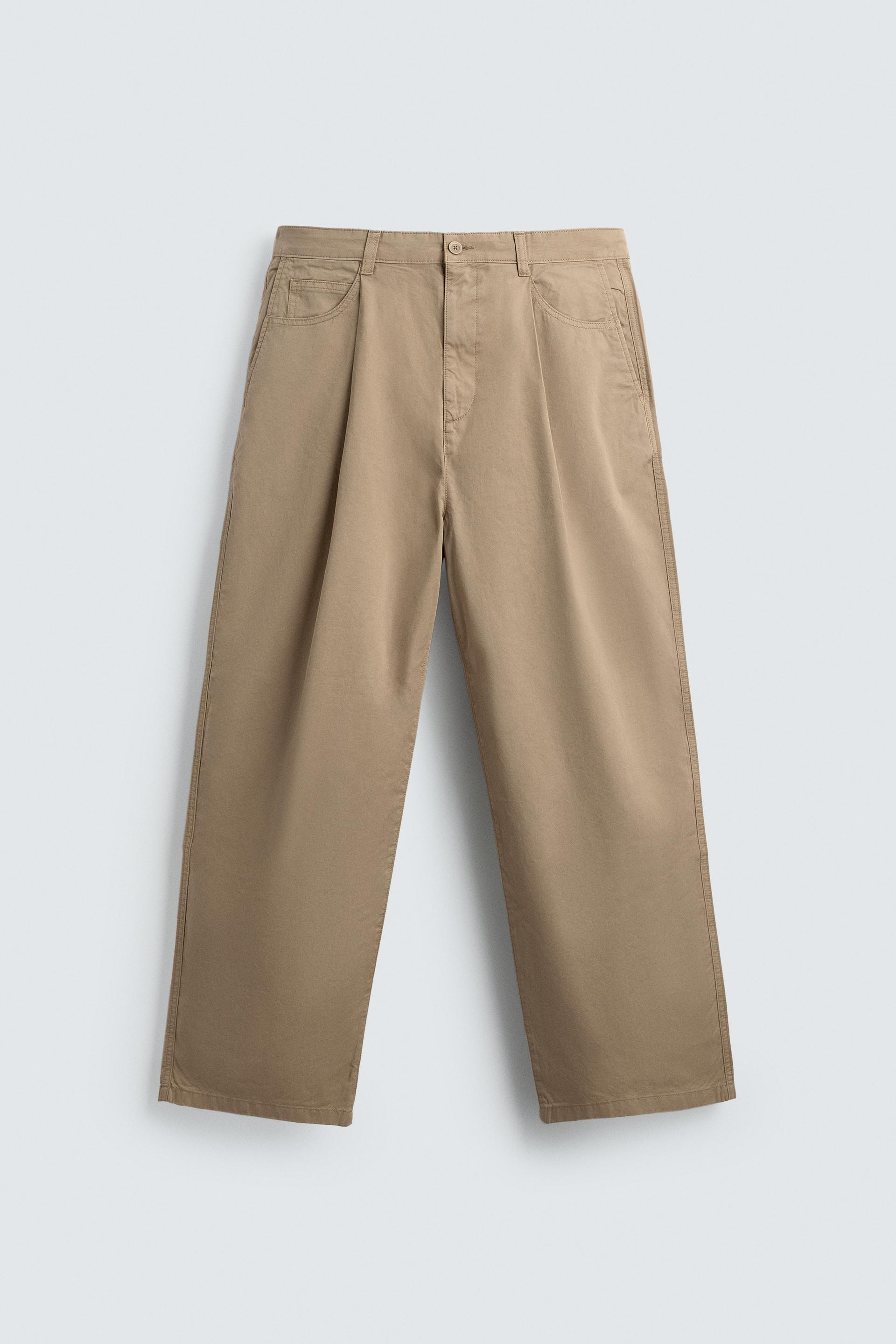 PLEATED WIDE FIT CHINO PANTS by ZARA