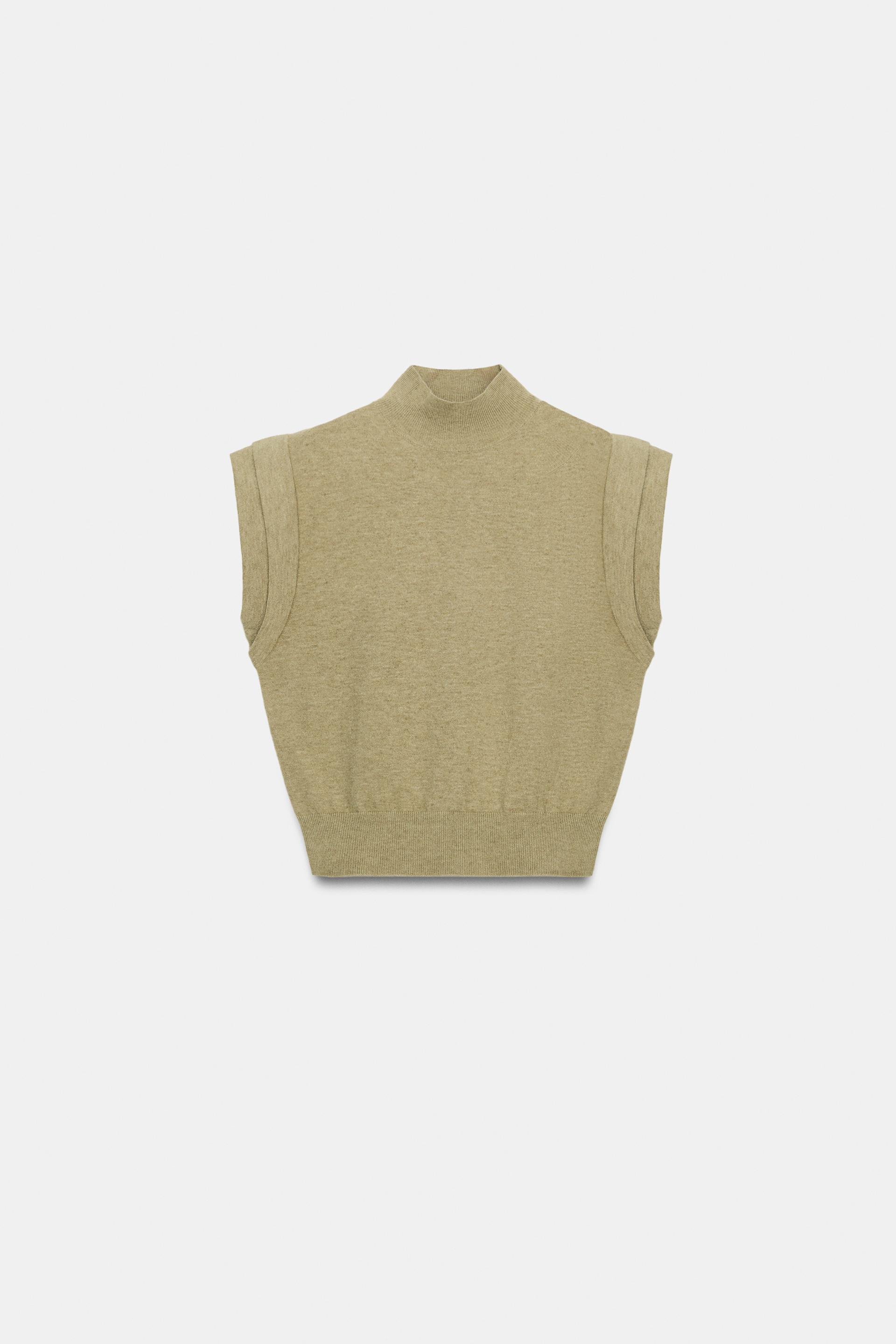 POINTED SHOULDER KNIT TOP by ZARA
