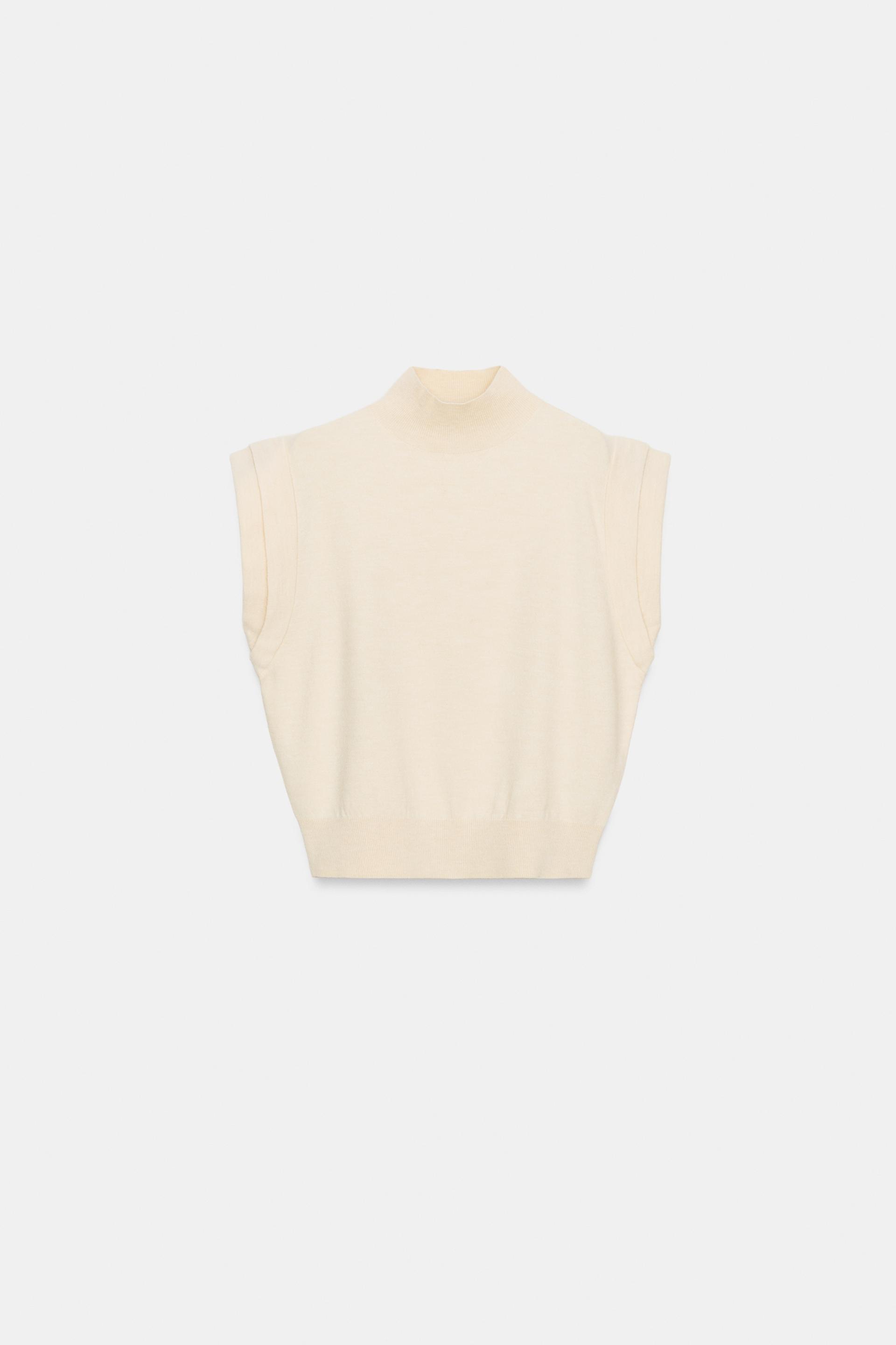 POINTED SHOULDER KNIT TOP by ZARA