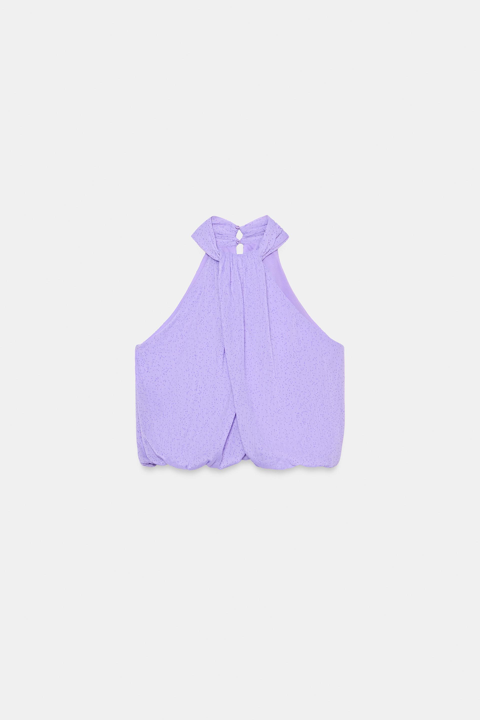 POLKA DOT BALLOON HALTER TOP by ZARA
