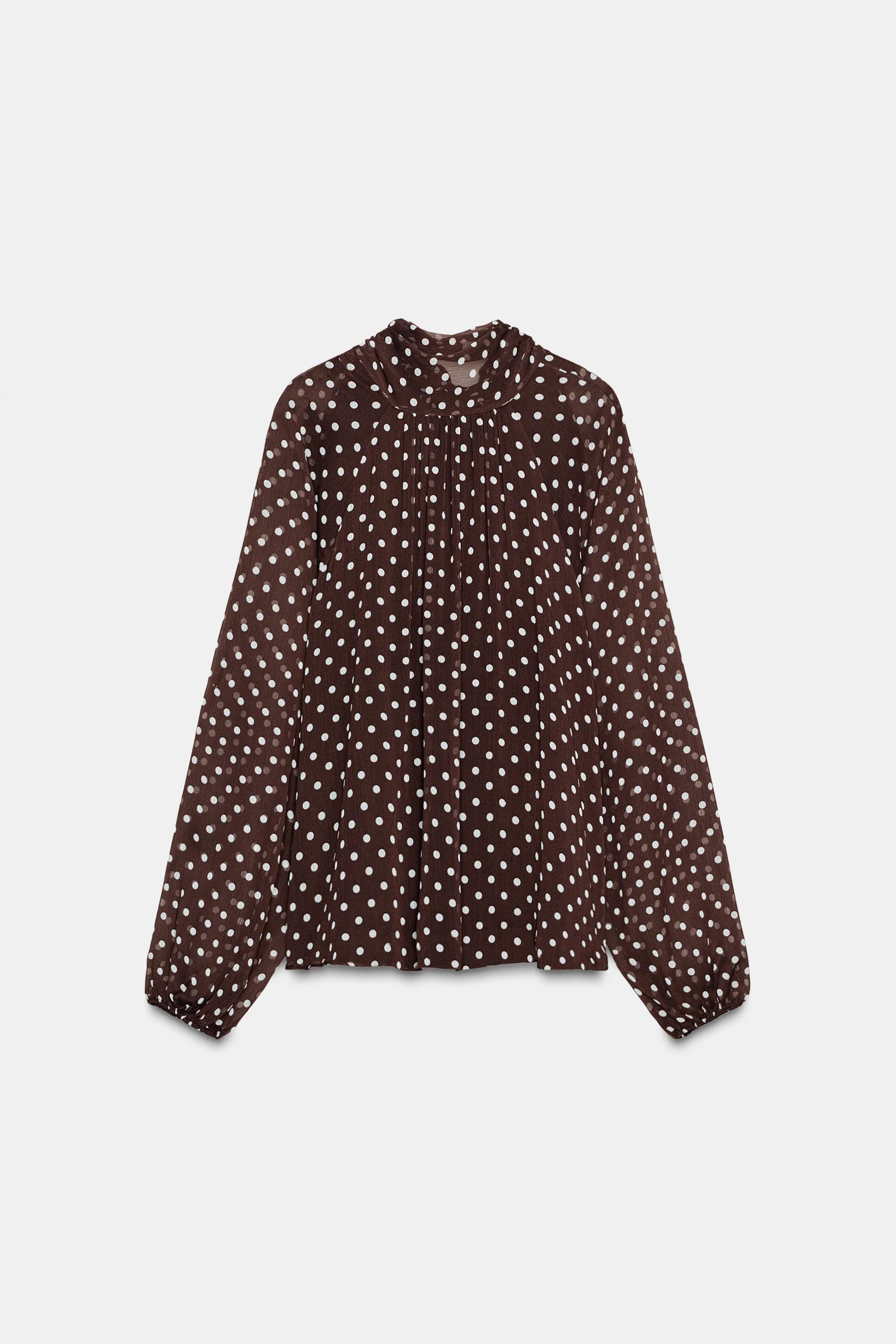 POLKA DOT BLOUSE WITH BOW by ZARA