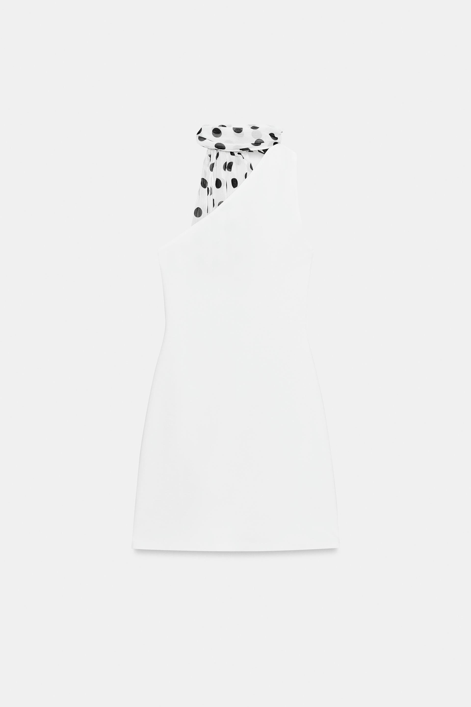 POLKA DOT HALTER SCARF DRESS by ZARA