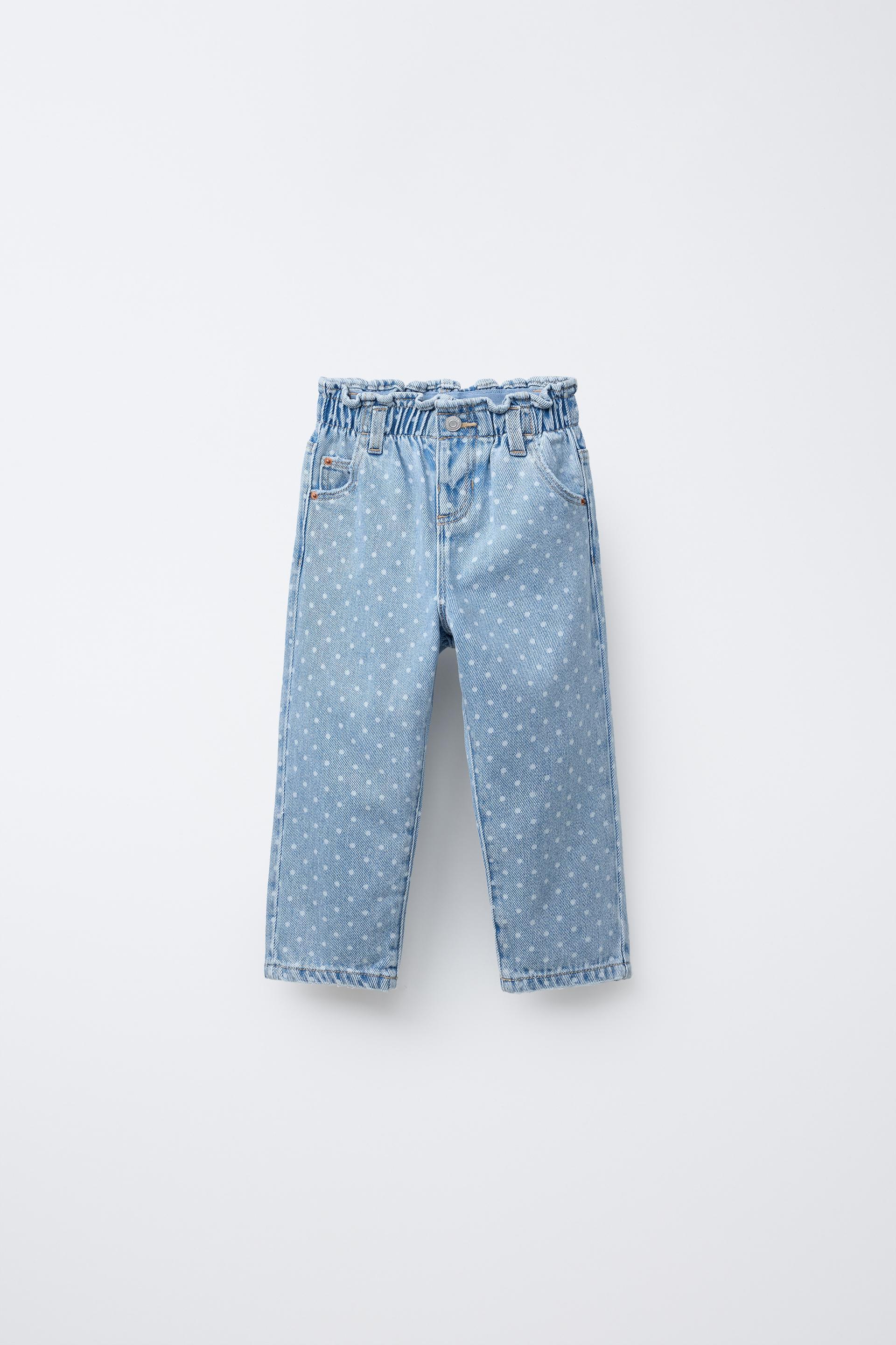 POLKA DOT PAPERBAG DENIM PANTS by ZARA