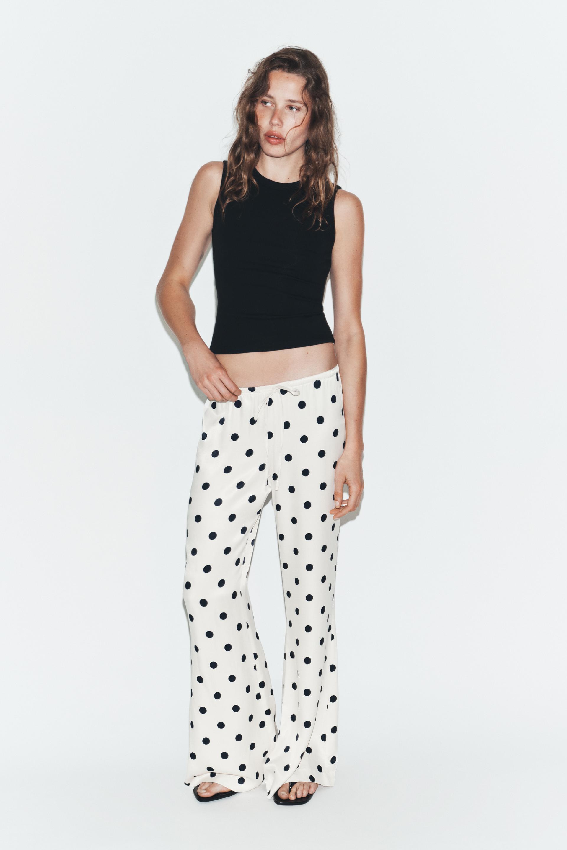 POLKA DOT SATIN EFFECT DRAWSTRING PANTS by ZARA