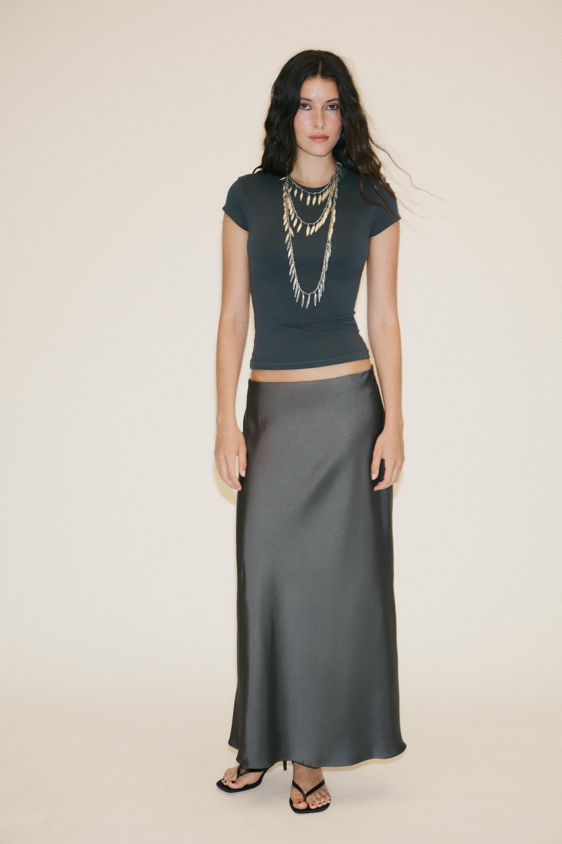 POLKA DOT SATIN EFFECT MIDI SKIRT by ZARA