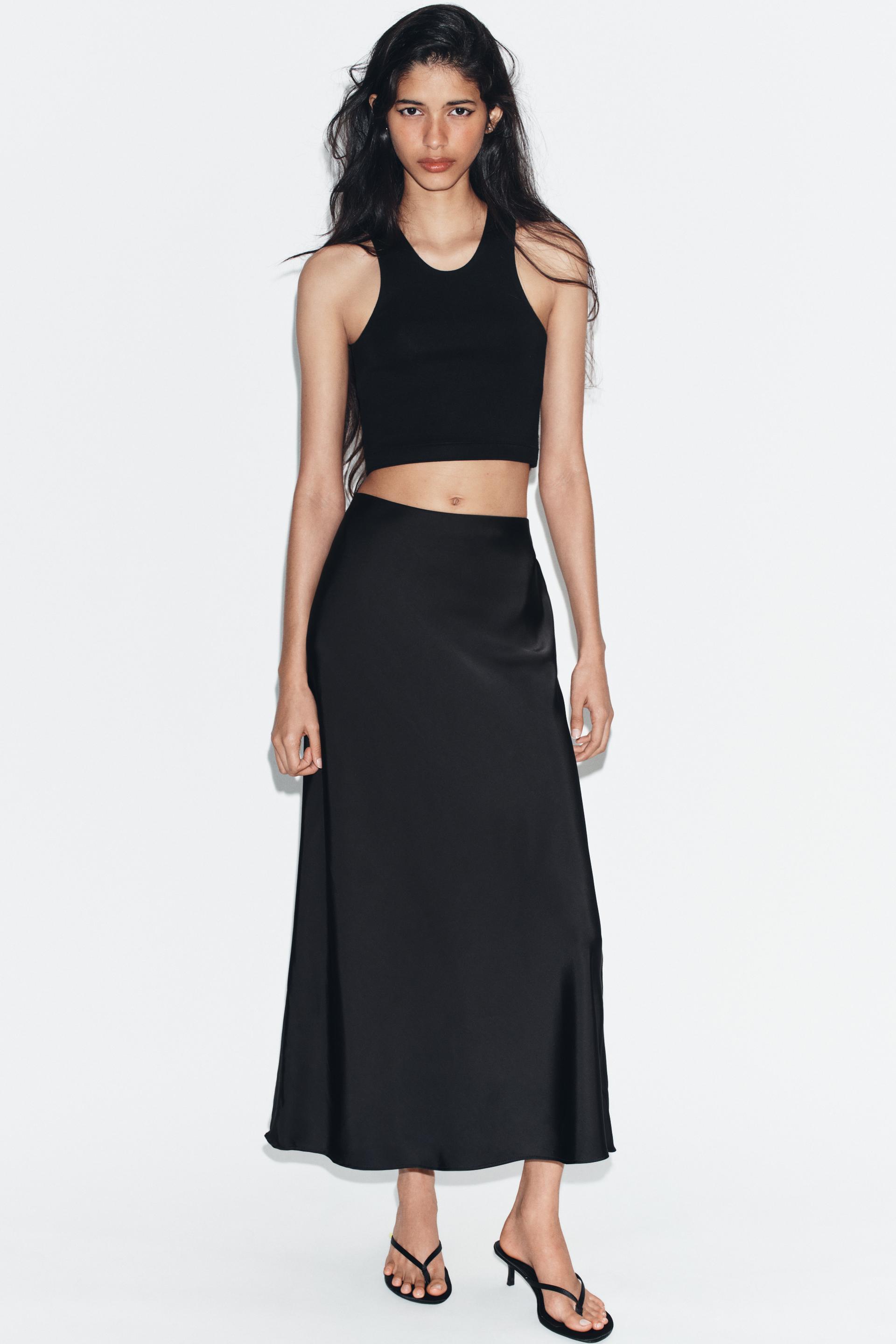 POLKA DOT SATIN EFFECT MIDI SKIRT by ZARA
