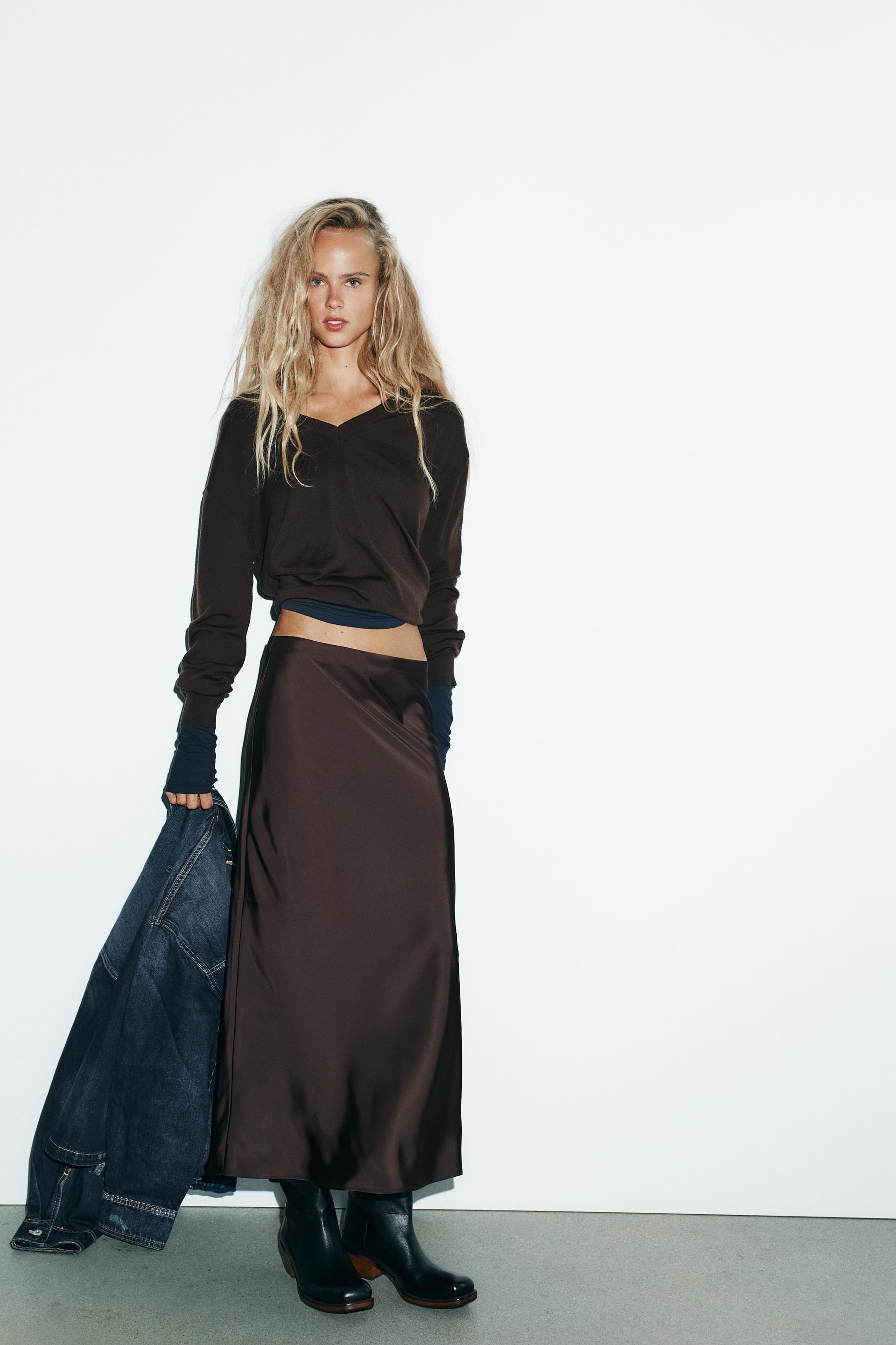 POLKA DOT SATIN EFFECT MIDI SKIRT by ZARA