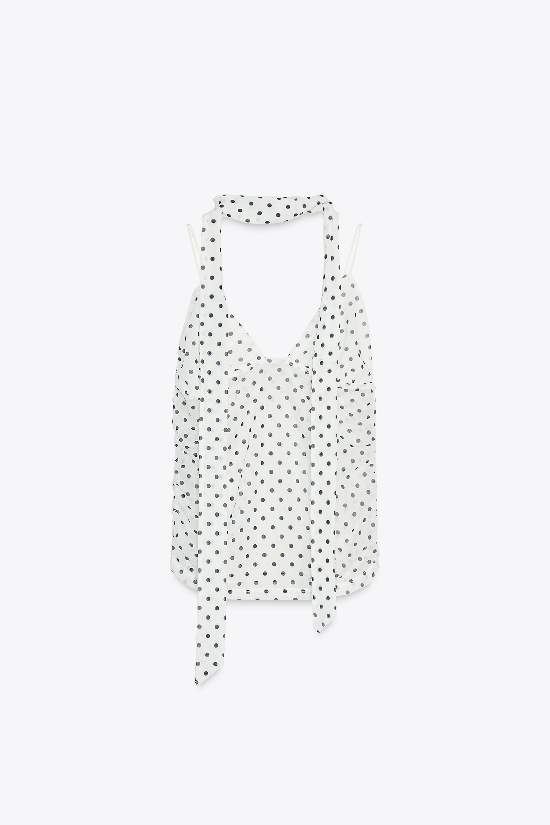 POLKA DOT SCARF TOP by ZARA