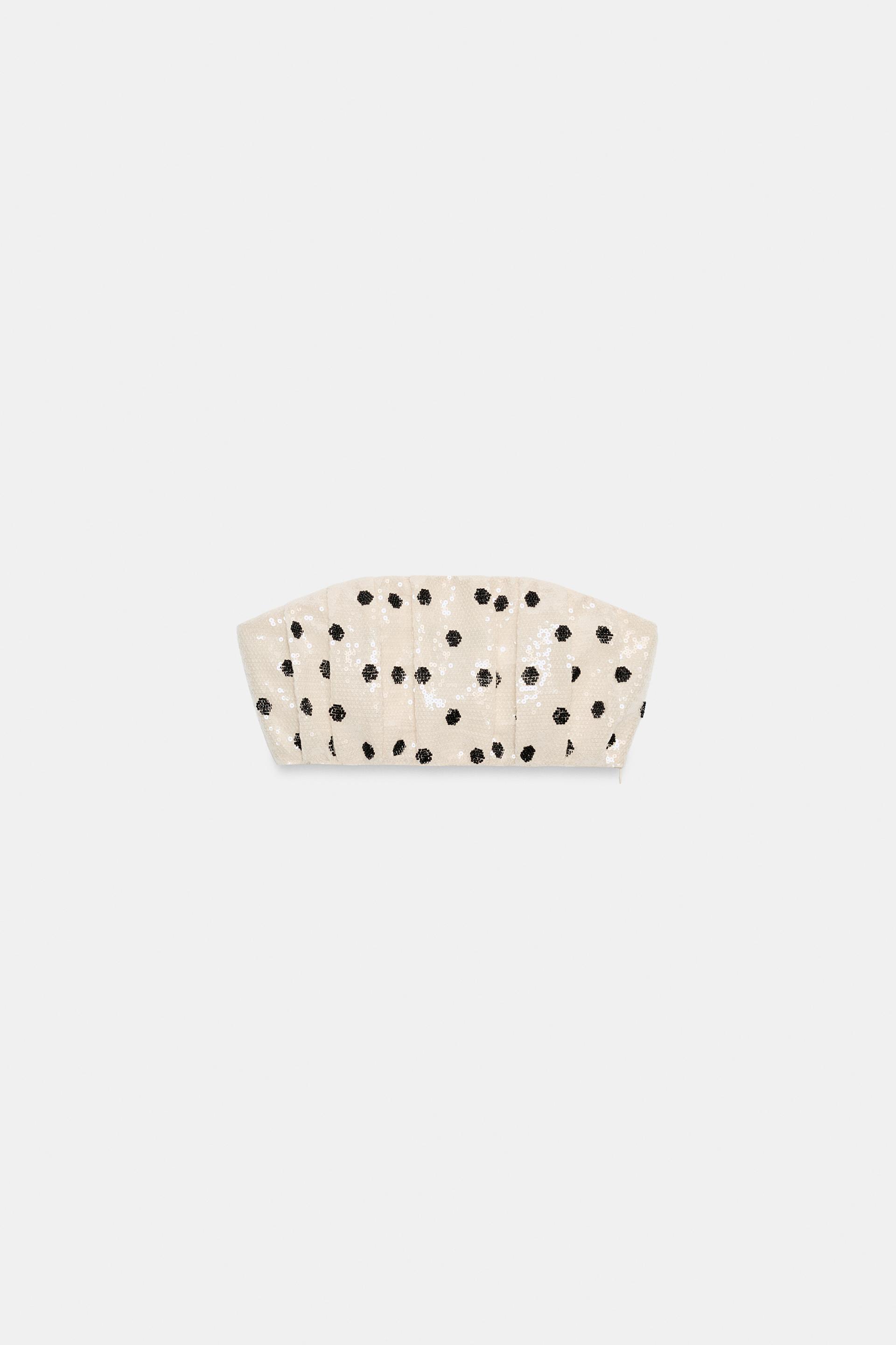 POLKA DOT SEQUIN BANDEAU TOP by ZARA