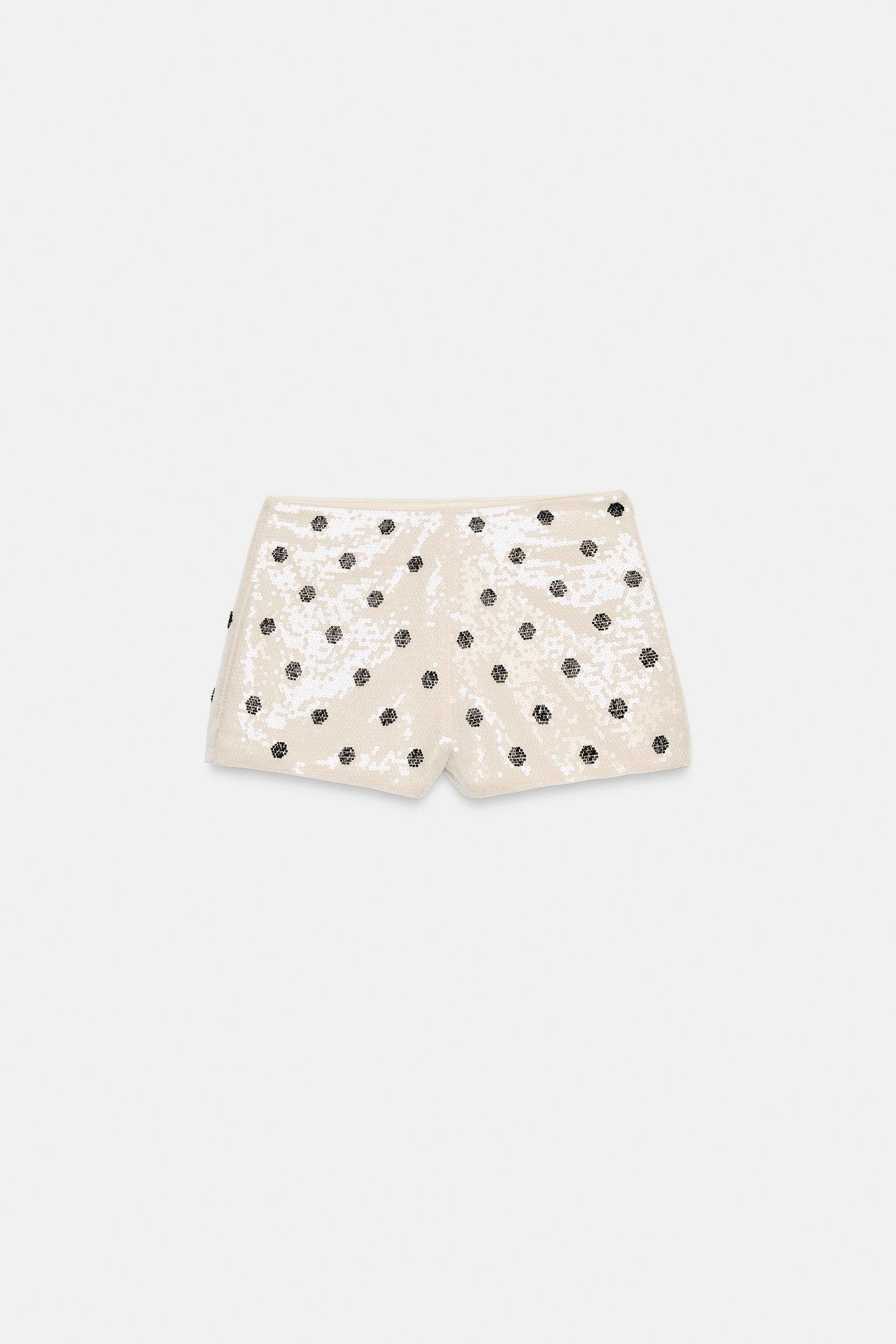 POLKA DOT SEQUIN MINI SHORTS by ZARA