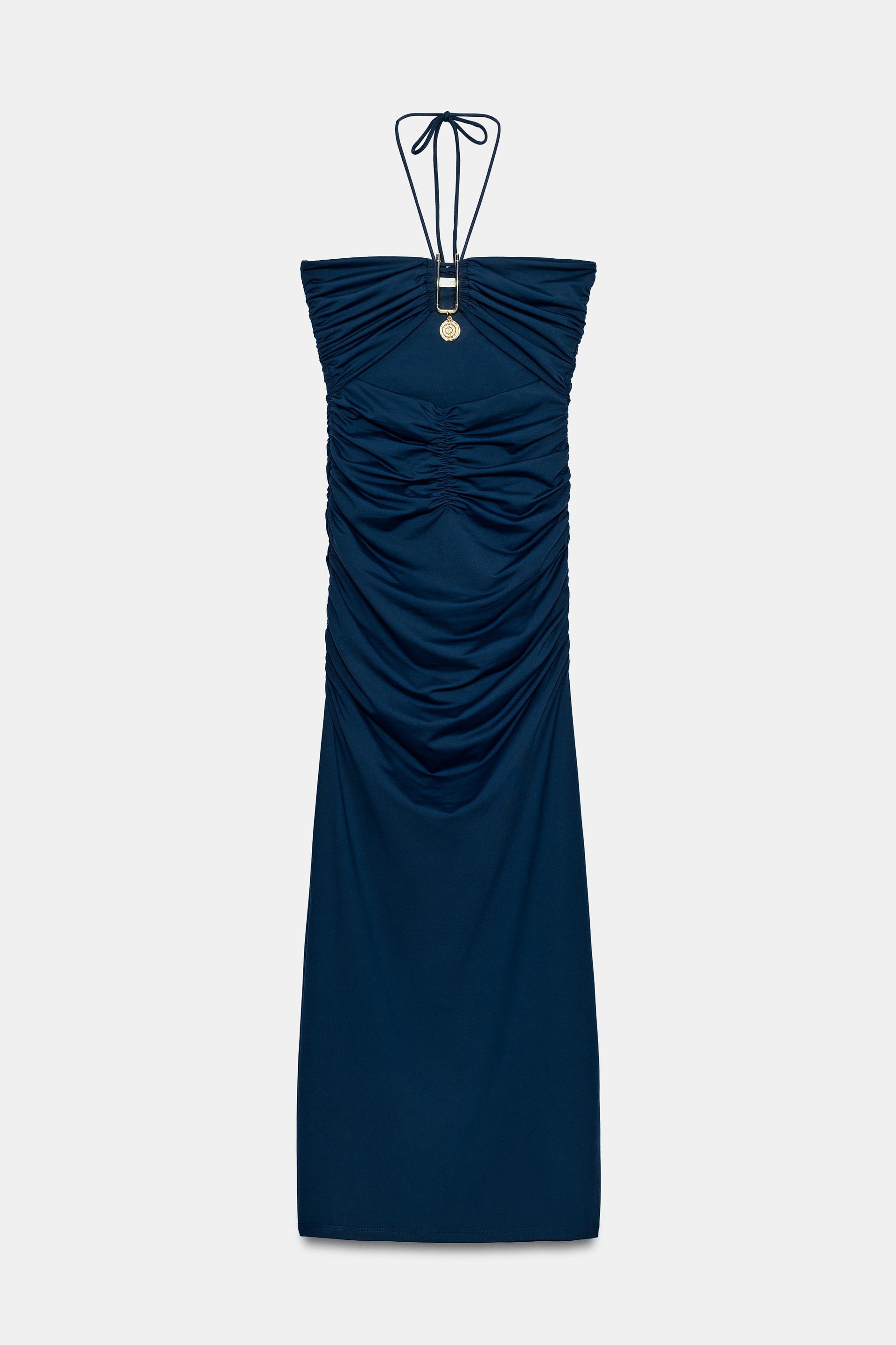 POLYAMIDE CUT OUT MIDI DRESS by ZARA