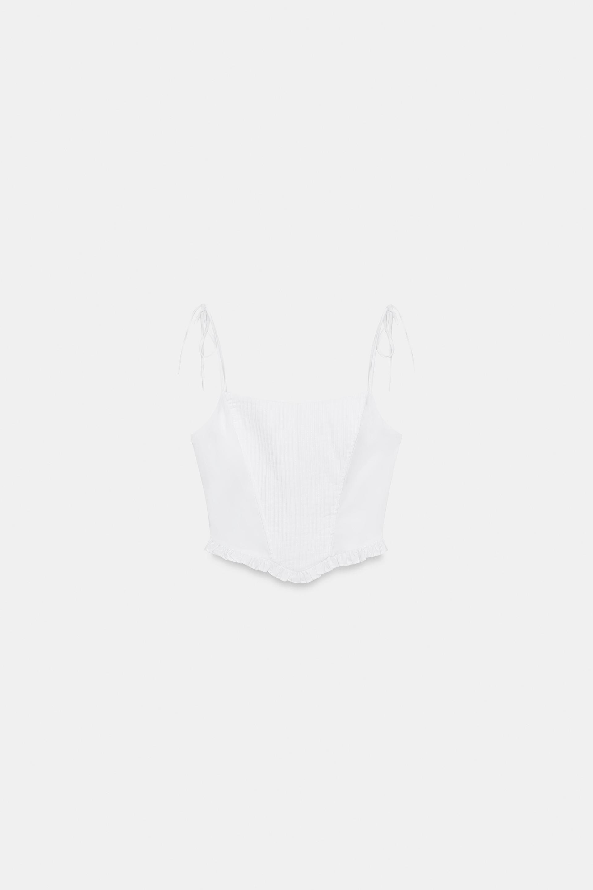 POPLIN CORSET CROP TOP by ZARA