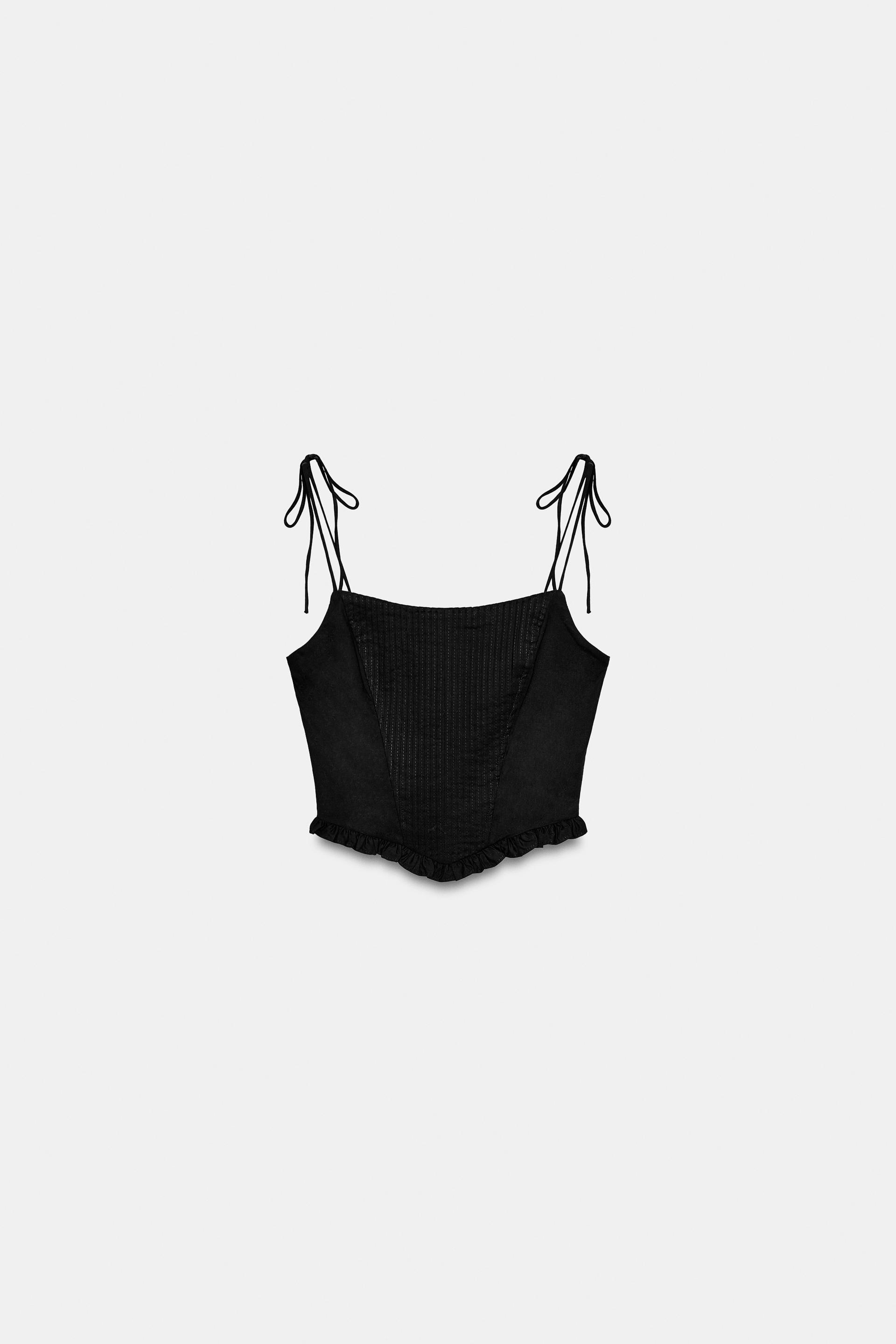 POPLIN CORSET CROP TOP by ZARA