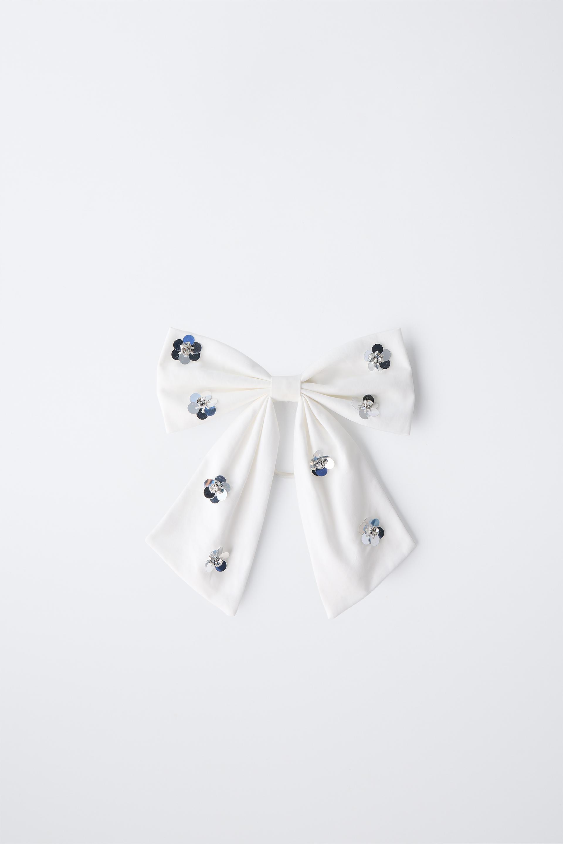 POPLIN FLORAL BOW HAIR TIE by ZARA