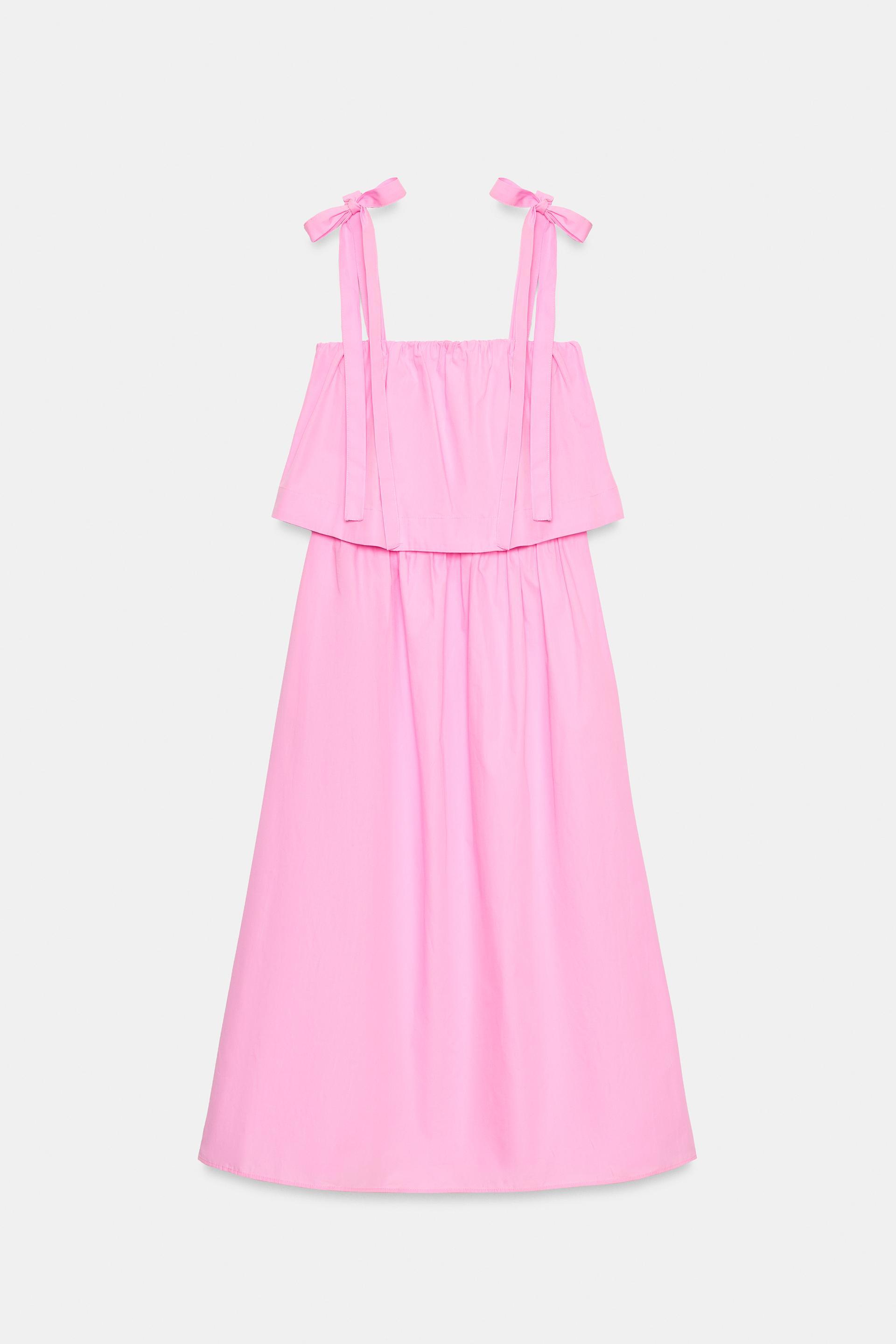 POPLIN TIE MIDI DRESS by ZARA