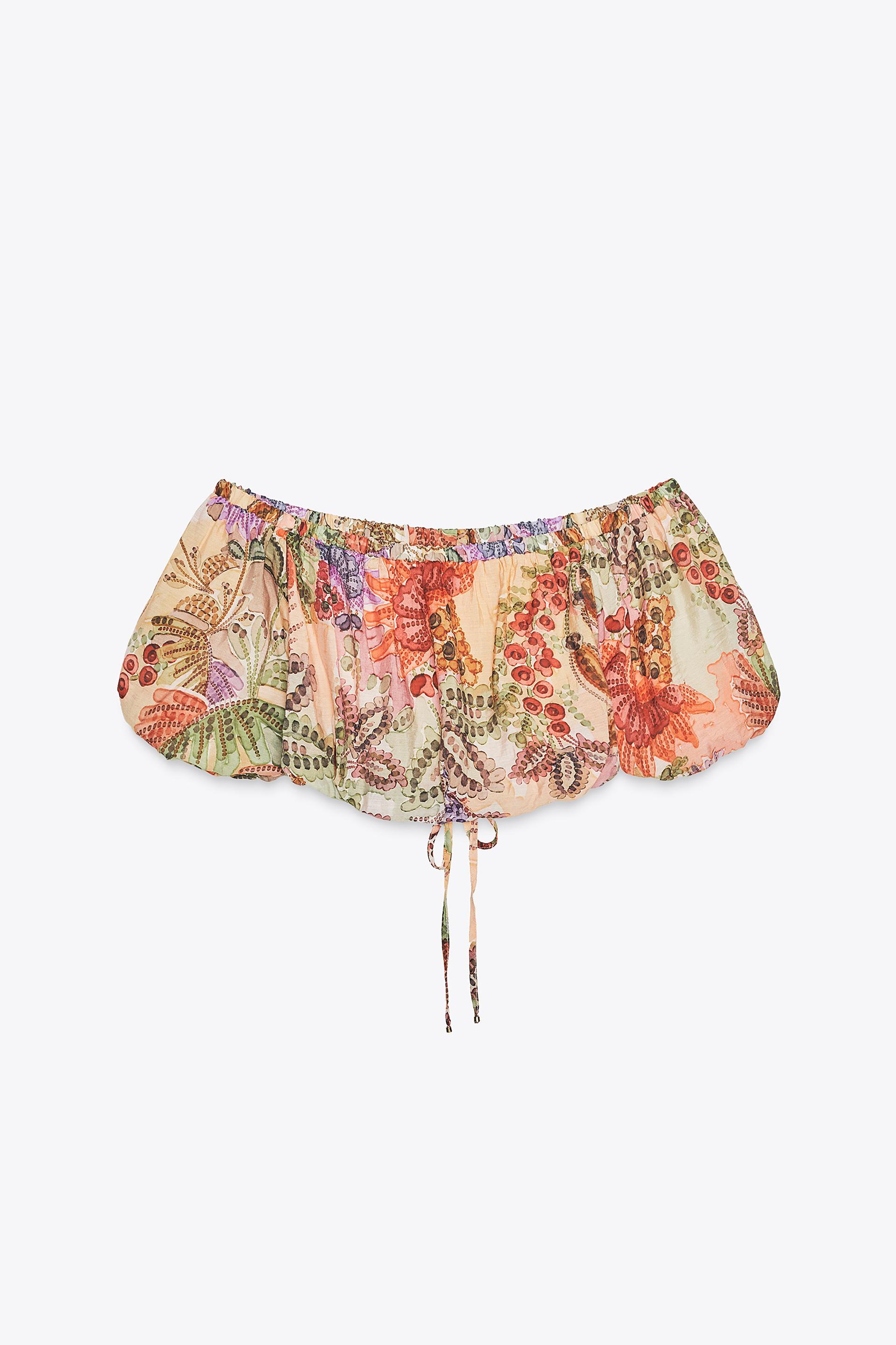 PRINTED BALLOON CROP TOP by ZARA