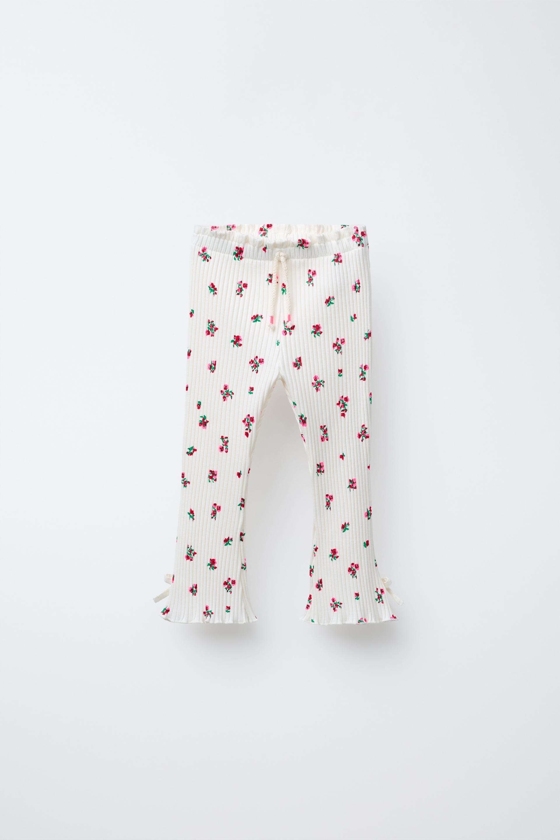 PRINTED FLARE RIBBED LEGGINGS by ZARA