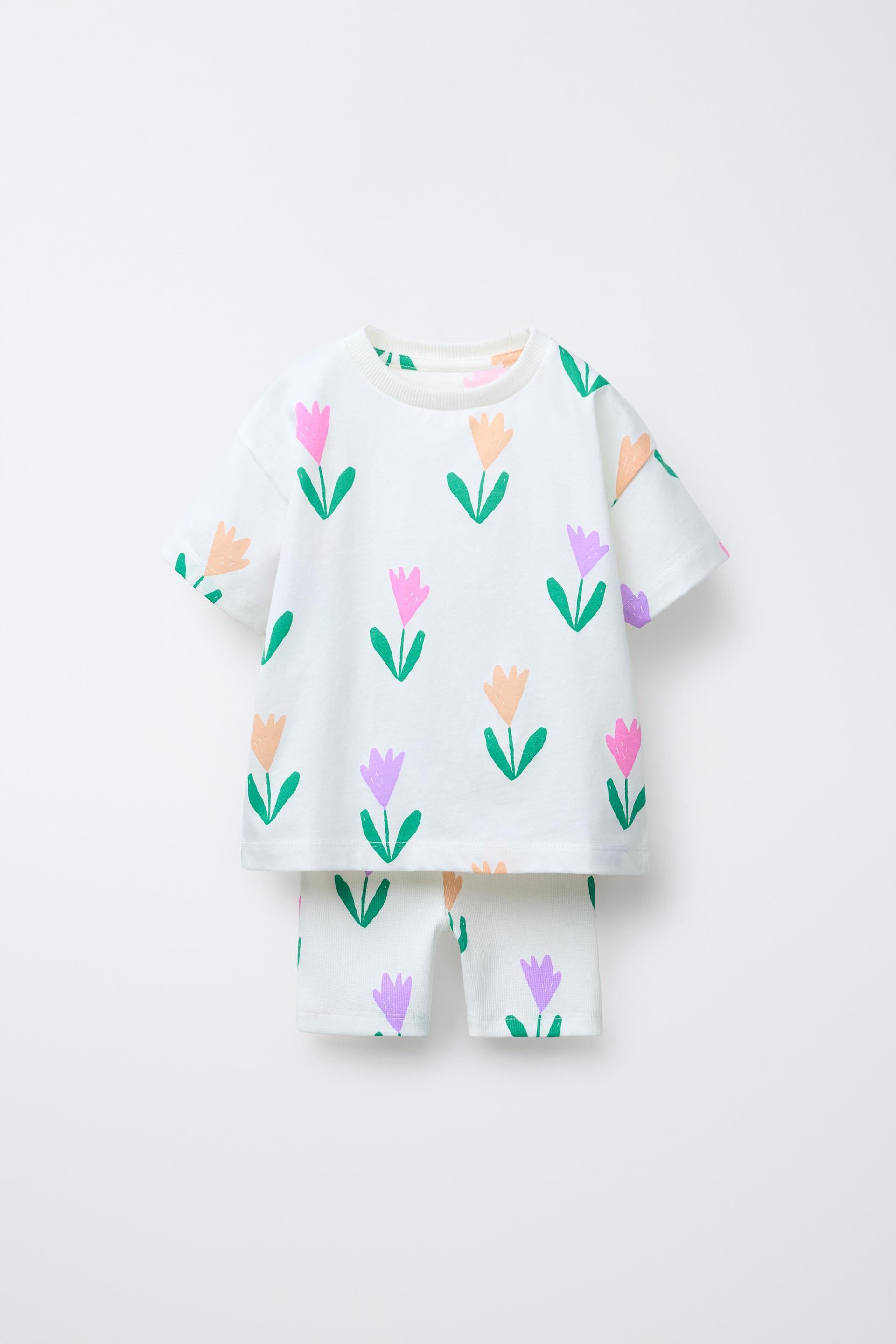 PRINTED JOGGING T-SHIRT AND CYCLING LEGGINGS SET by ZARA