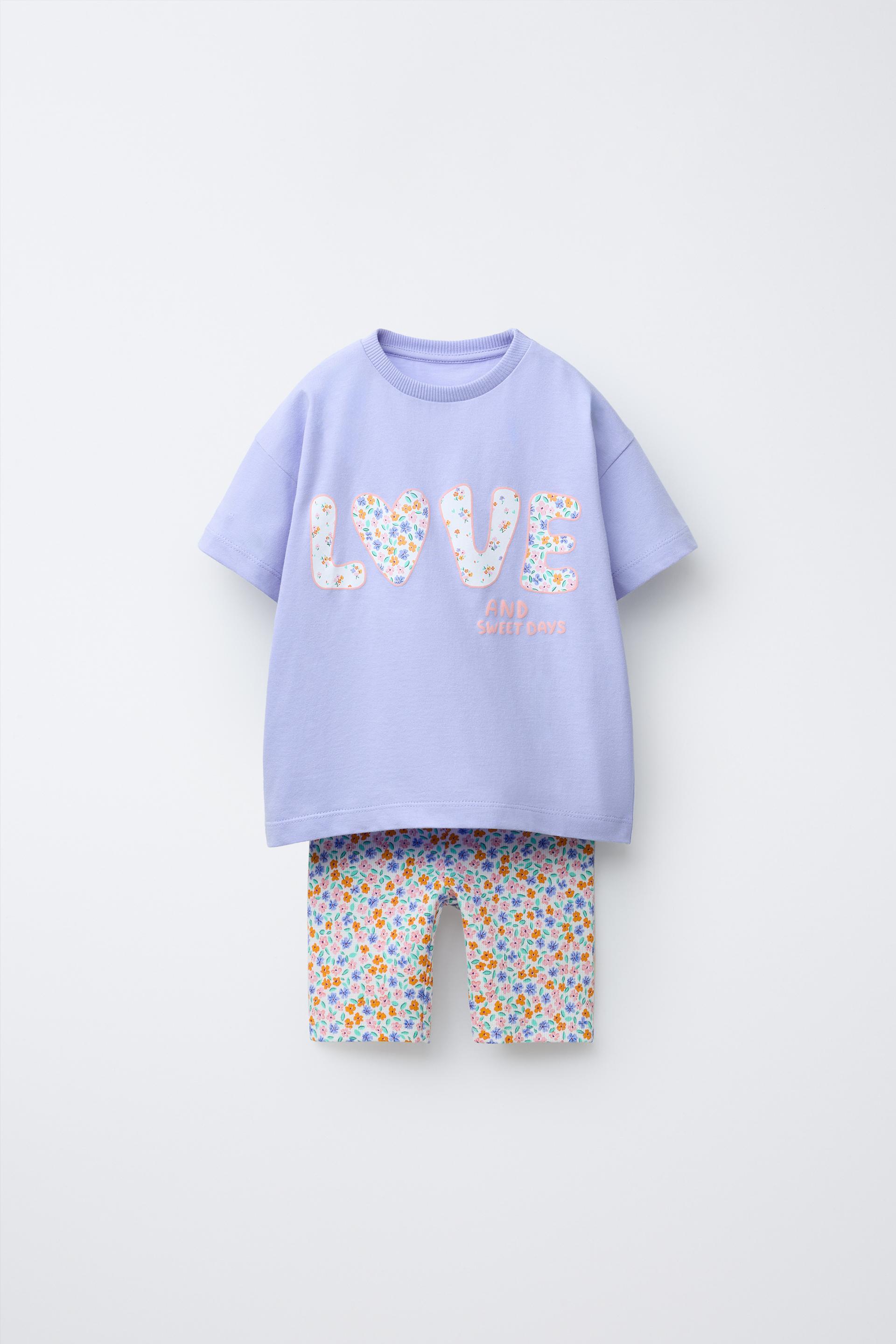 PRINTED JOGGING T-SHIRT AND CYCLING LEGGINGS SET by ZARA